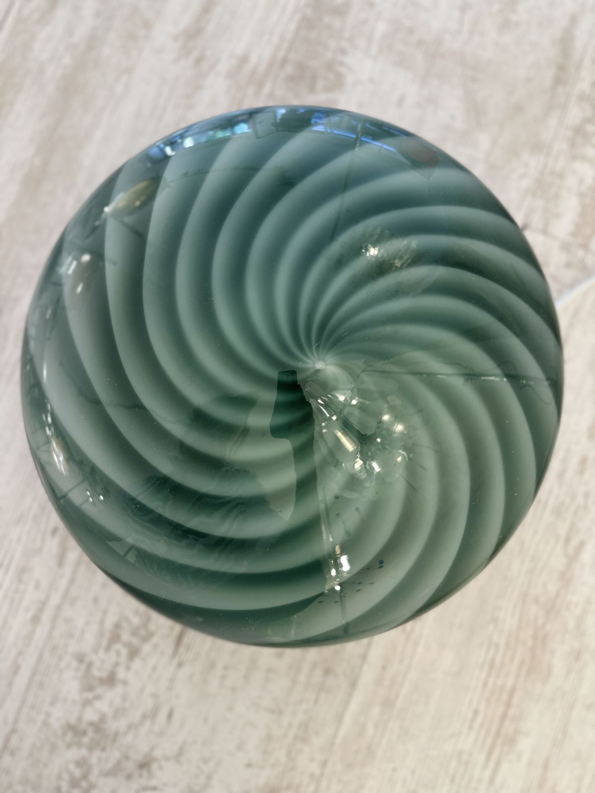 Italian Milky White And Green Swirls Murano Glass Flush Mount Or Wall Sconce photo vinterior