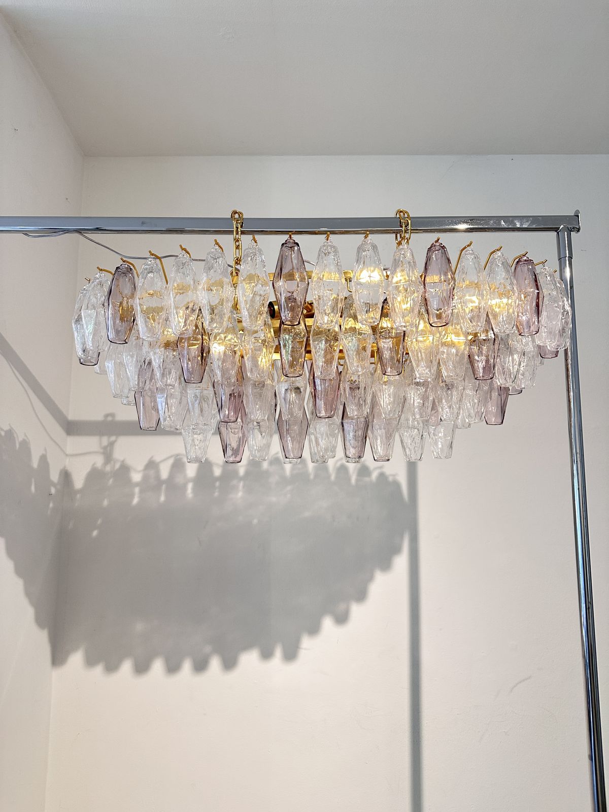 Contemporary Multicolored "Poliedri" Murano Glass Chandelier In Venini Style photo 10888.0