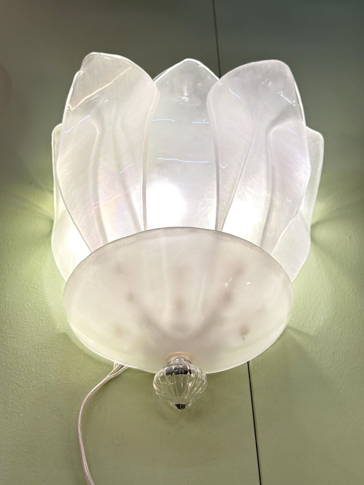Contemporary Venetian Sanded Murano Glass Floreal Wall Sconces Set Of Two photo buy