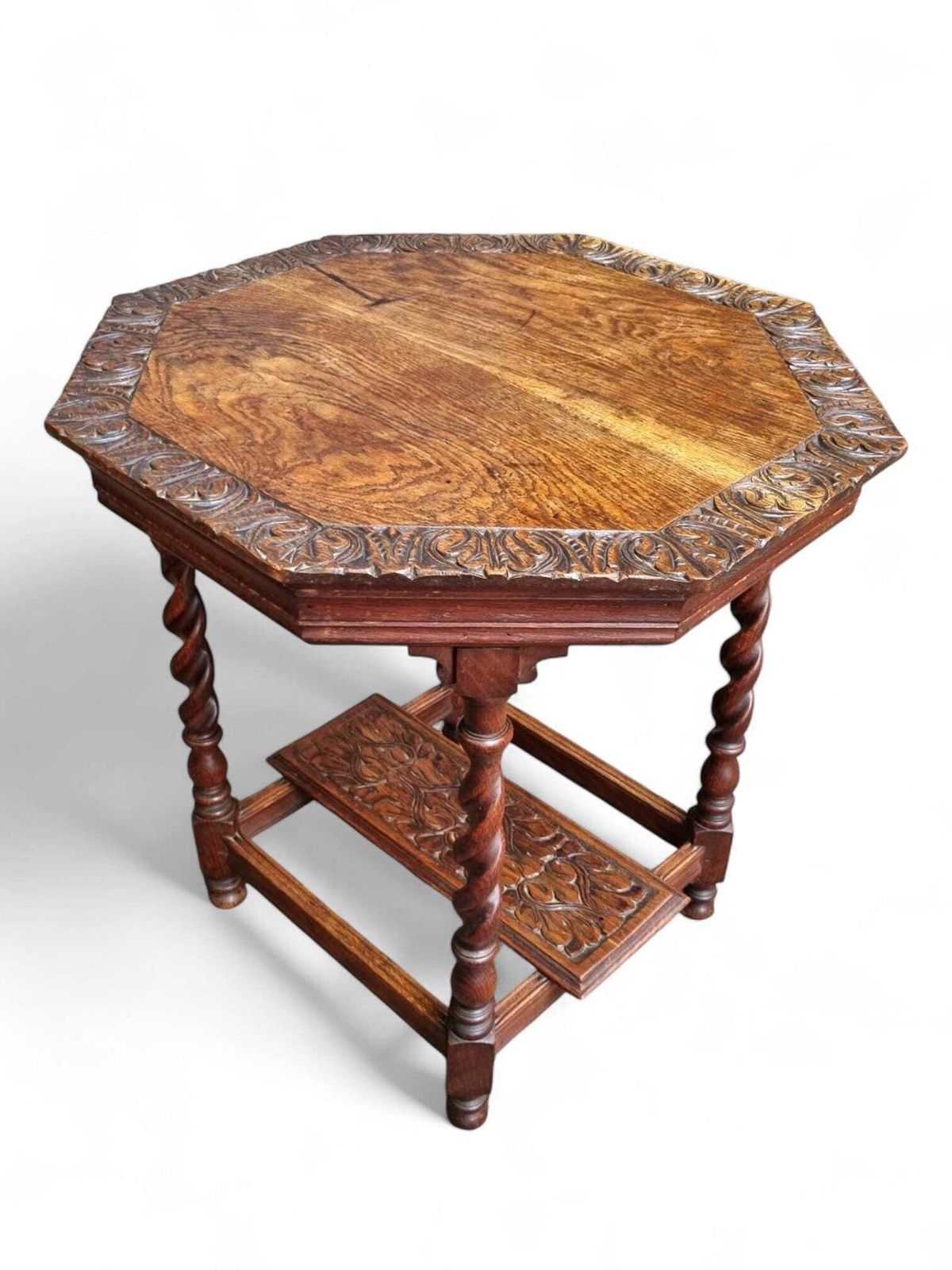 Antique Edwardian Six Sided Top Carving Occasional Table / Free Delivery photo Furniture