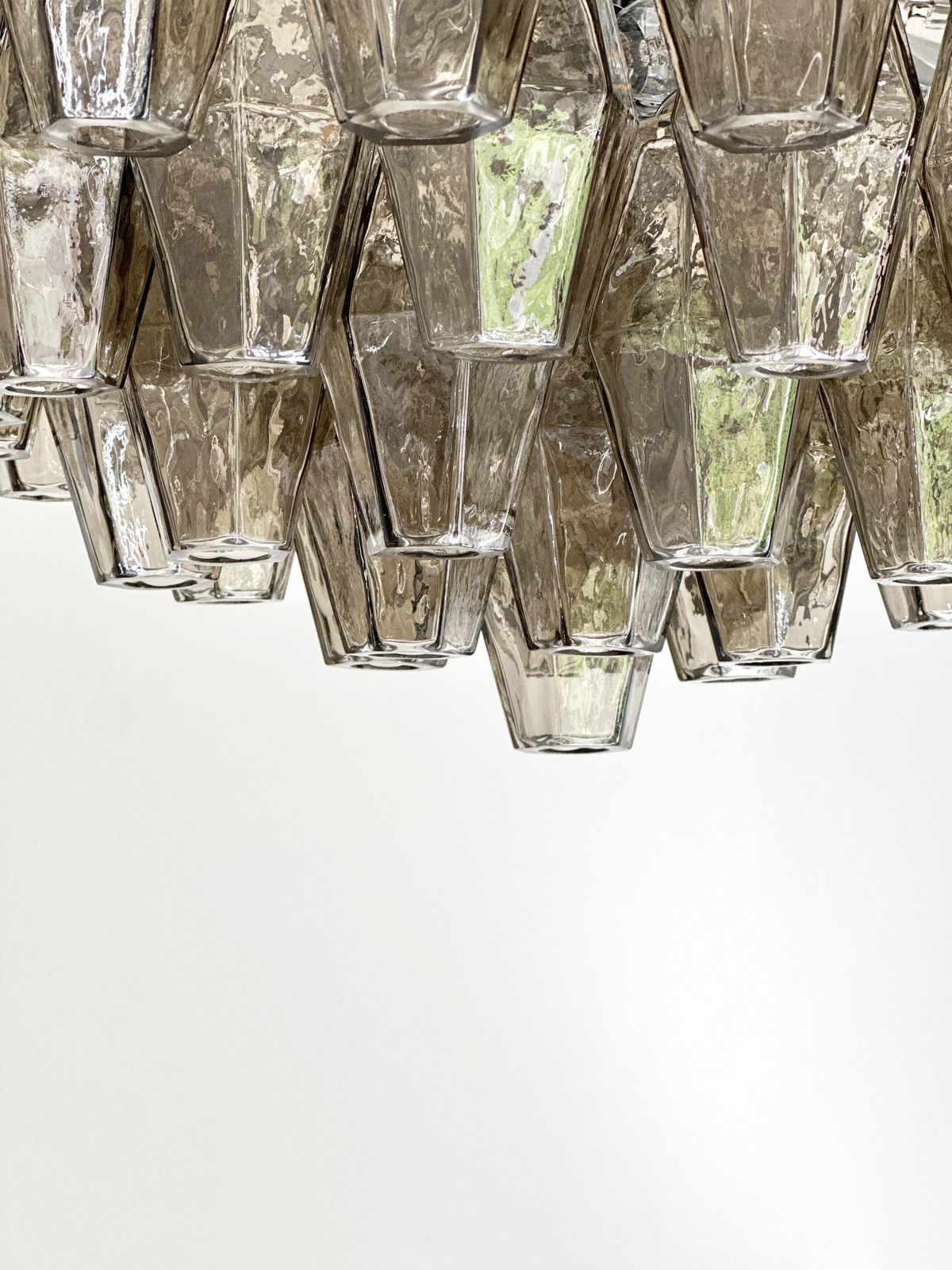 Contemporary Chandelier With Fume’ “Poliedri” Murano Glass In Venini Style photo furniture