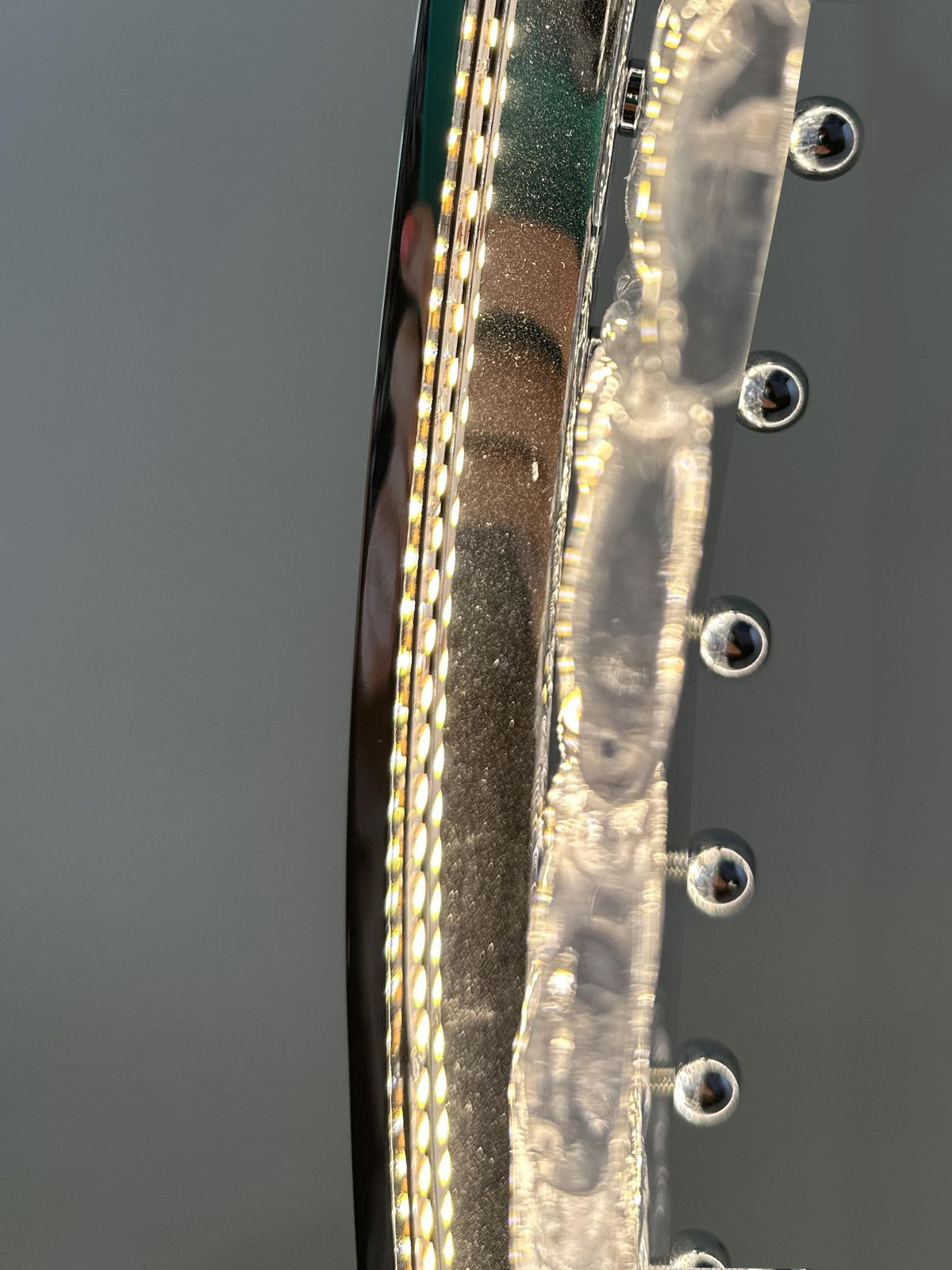 Murano Glass "Ice" Chandelier Hammered Clear Glass In Polish Kromo Ring With Strip Led photo vinterior