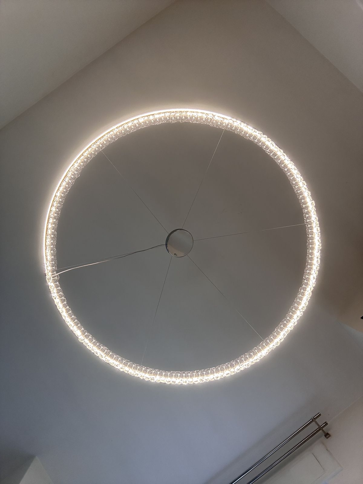 26622.0 Murano Glass "Ice" Chandelier Hammered Clear Glass In Polish Kromo Ring With Strip Led photo