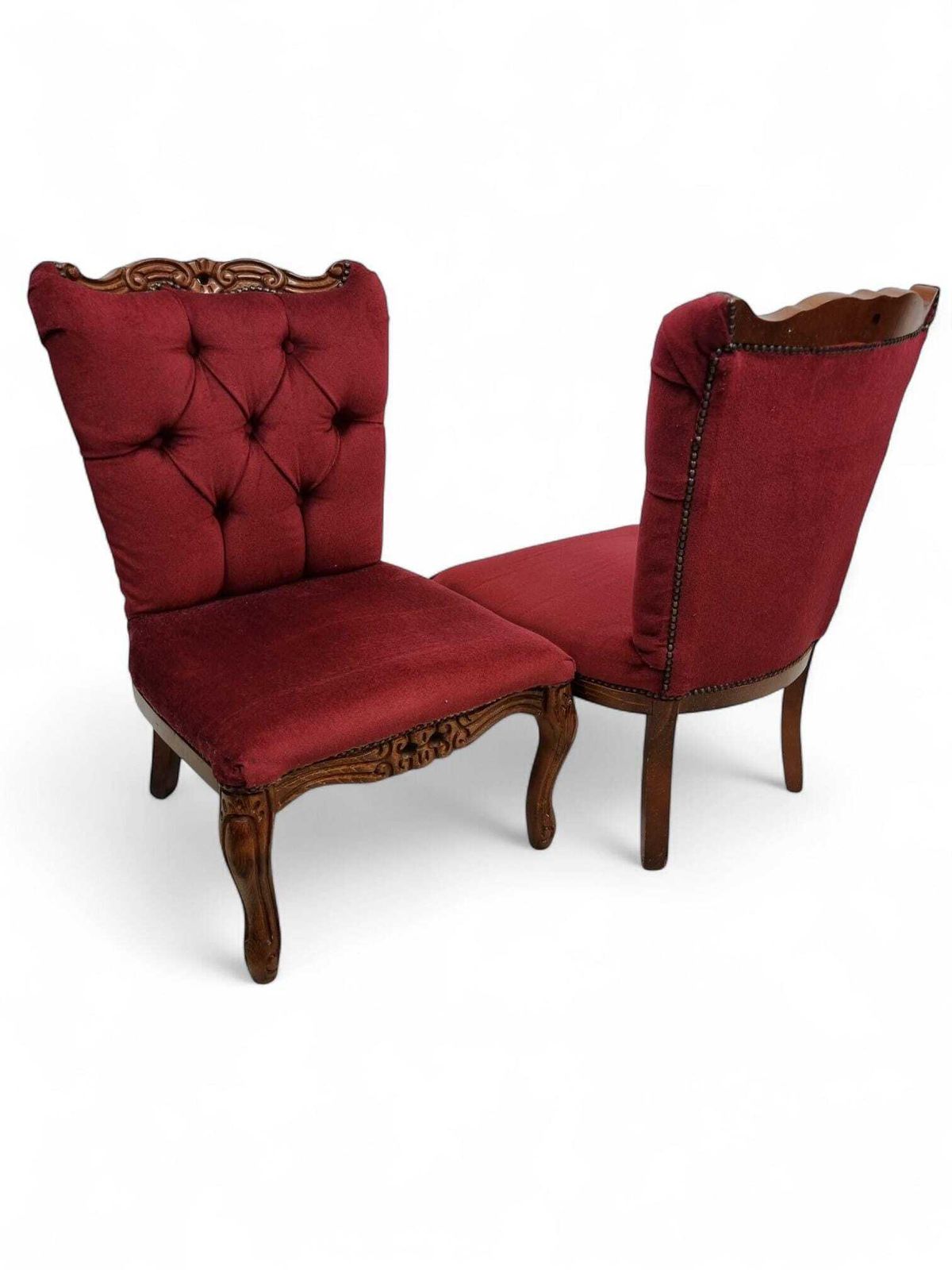 Vintage Regency Style Petite Button Backed Bedroom Vanity Chairs / Set Of 2 / C1970 photo buy