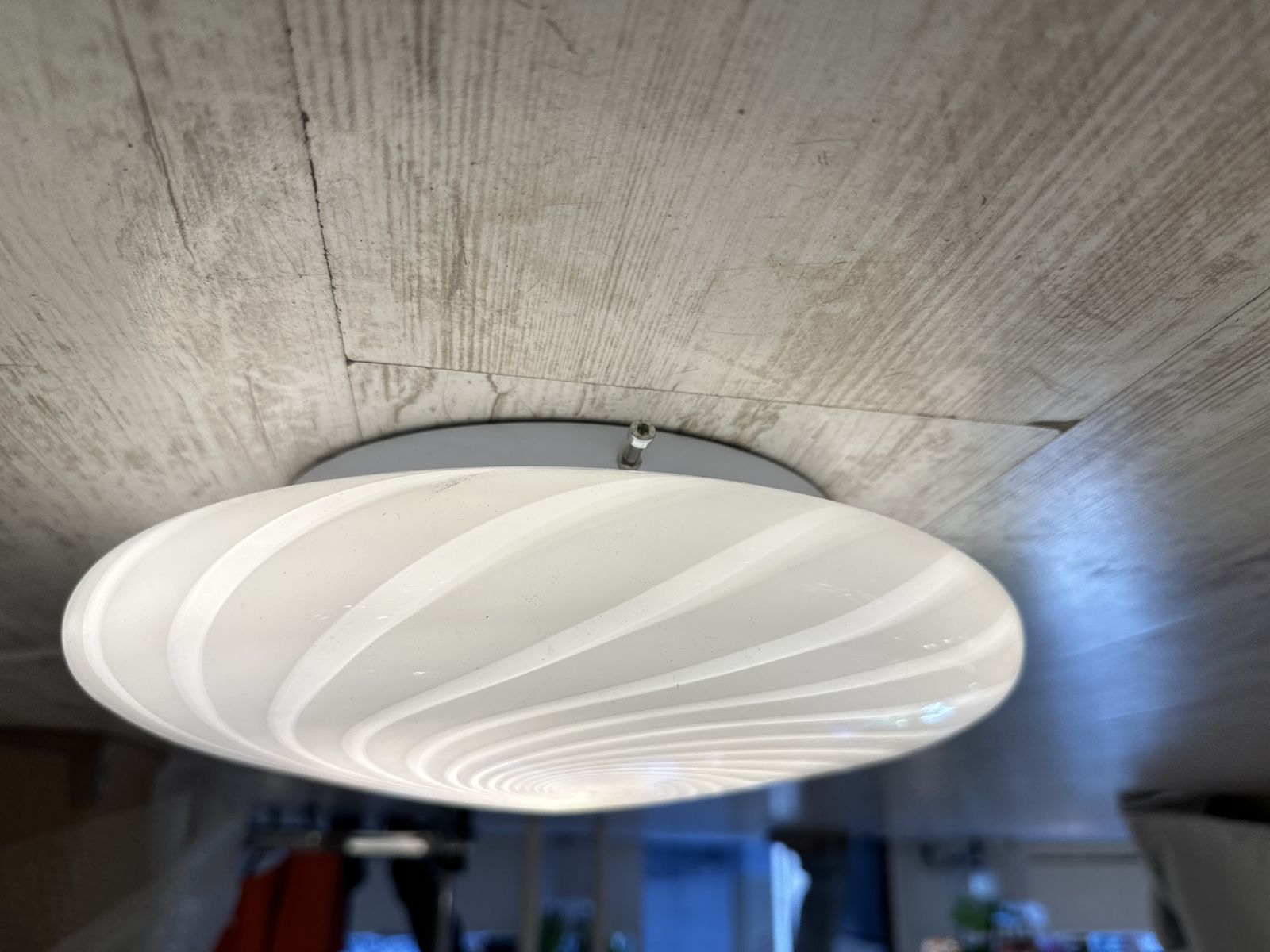 Contemporary Italian Milky White Swirls Murano Glass Flush Mount Or Wall Sconce photo vinterior