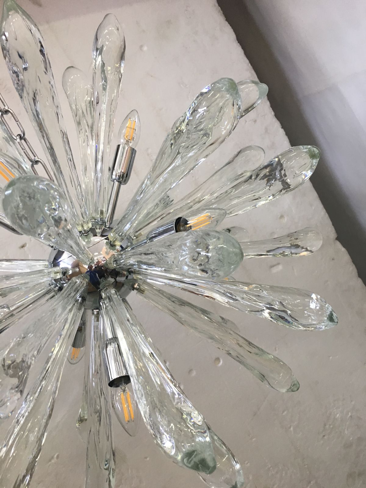 Murano Glass Ice Clear Sputnik Italian Chandelier photo Lighting