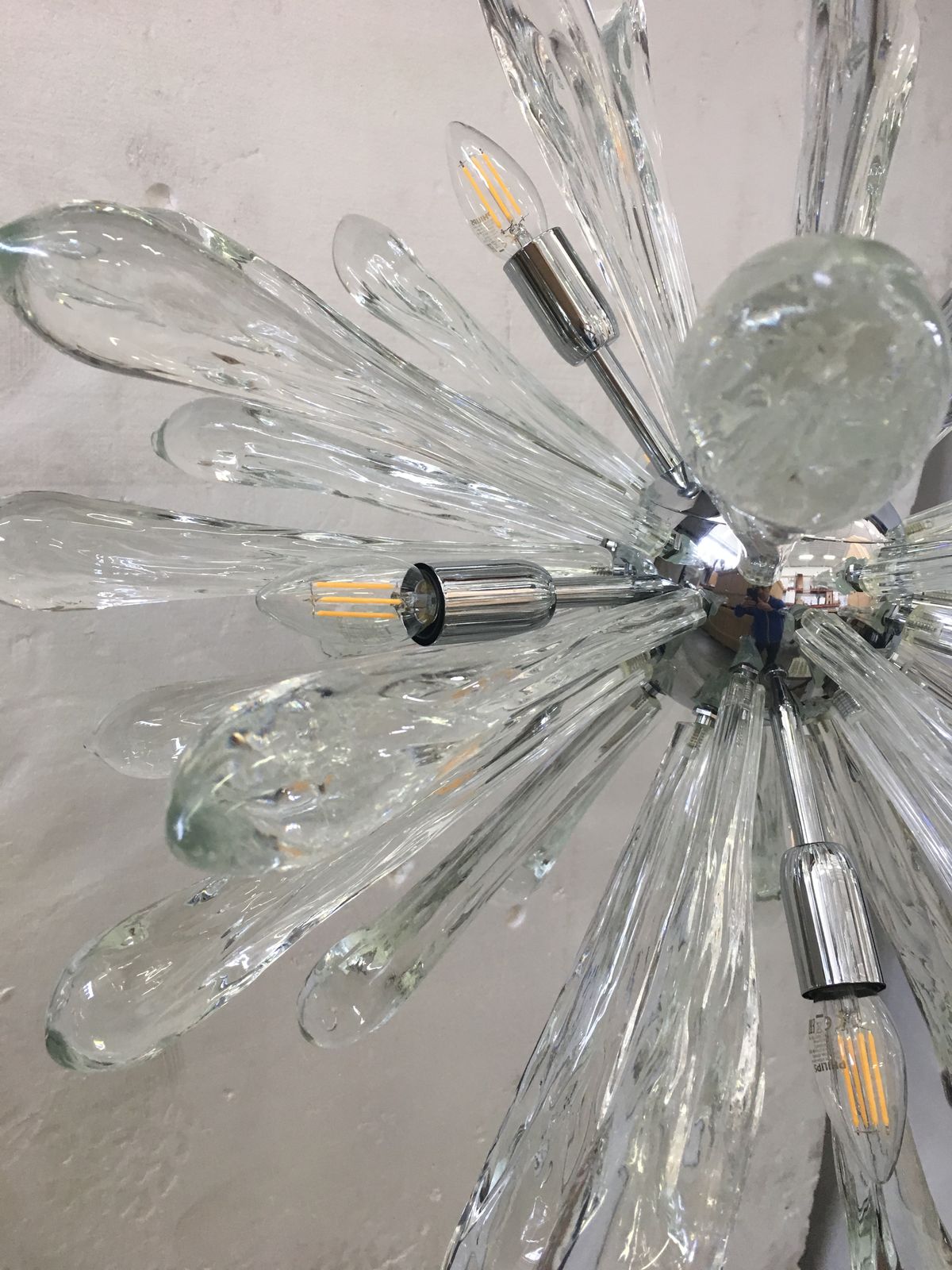 Murano Glass Ice Clear Sputnik Italian Chandelier photo buy