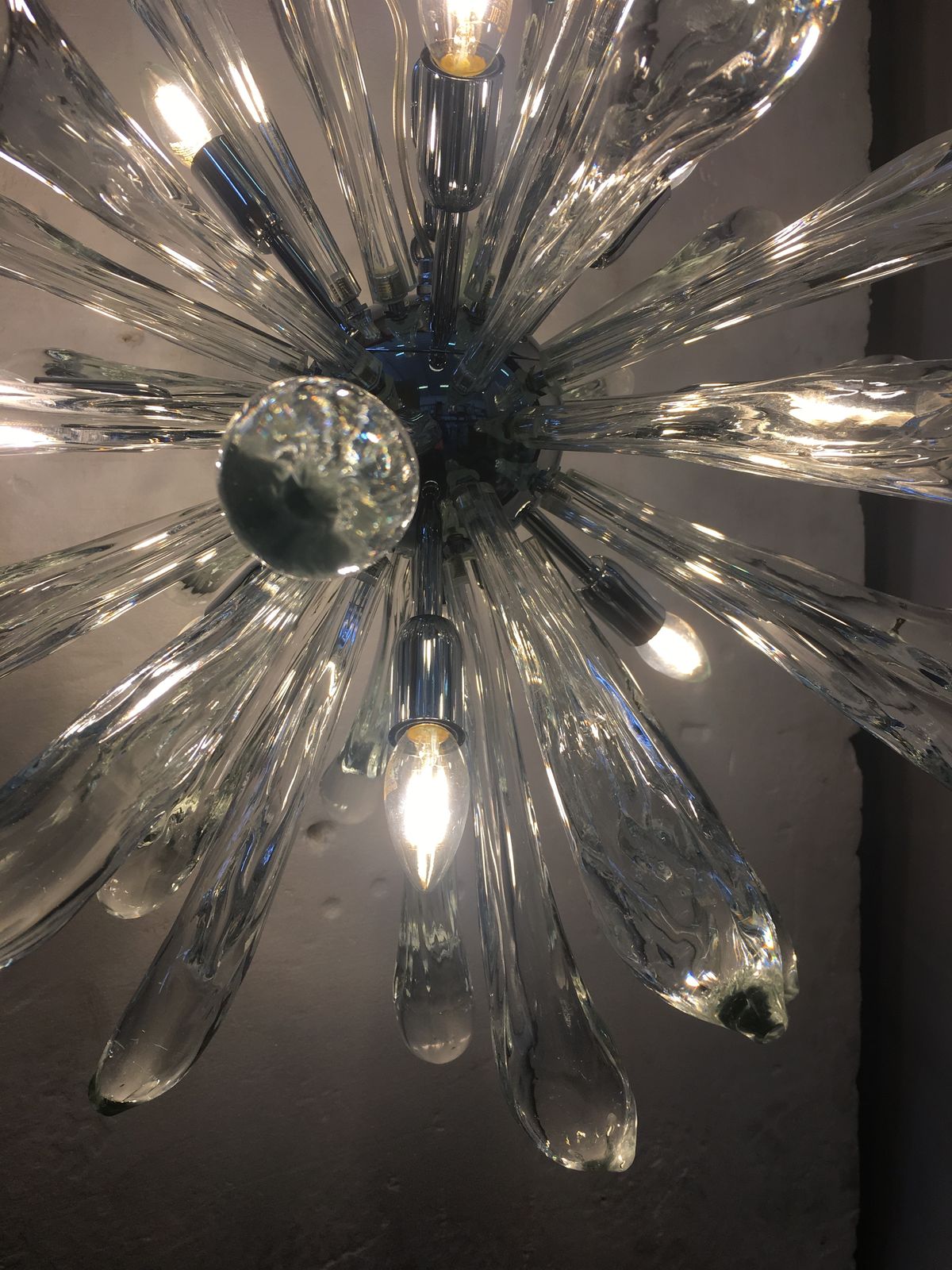 photo for sale Murano Glass Ice Clear Sputnik Italian Chandelier