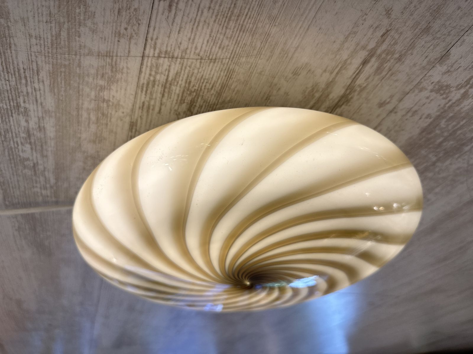 Contemporary Italian Milky White And Brown Swirls Murano Glass Flush Mount Or Wall Sconce photo for sale