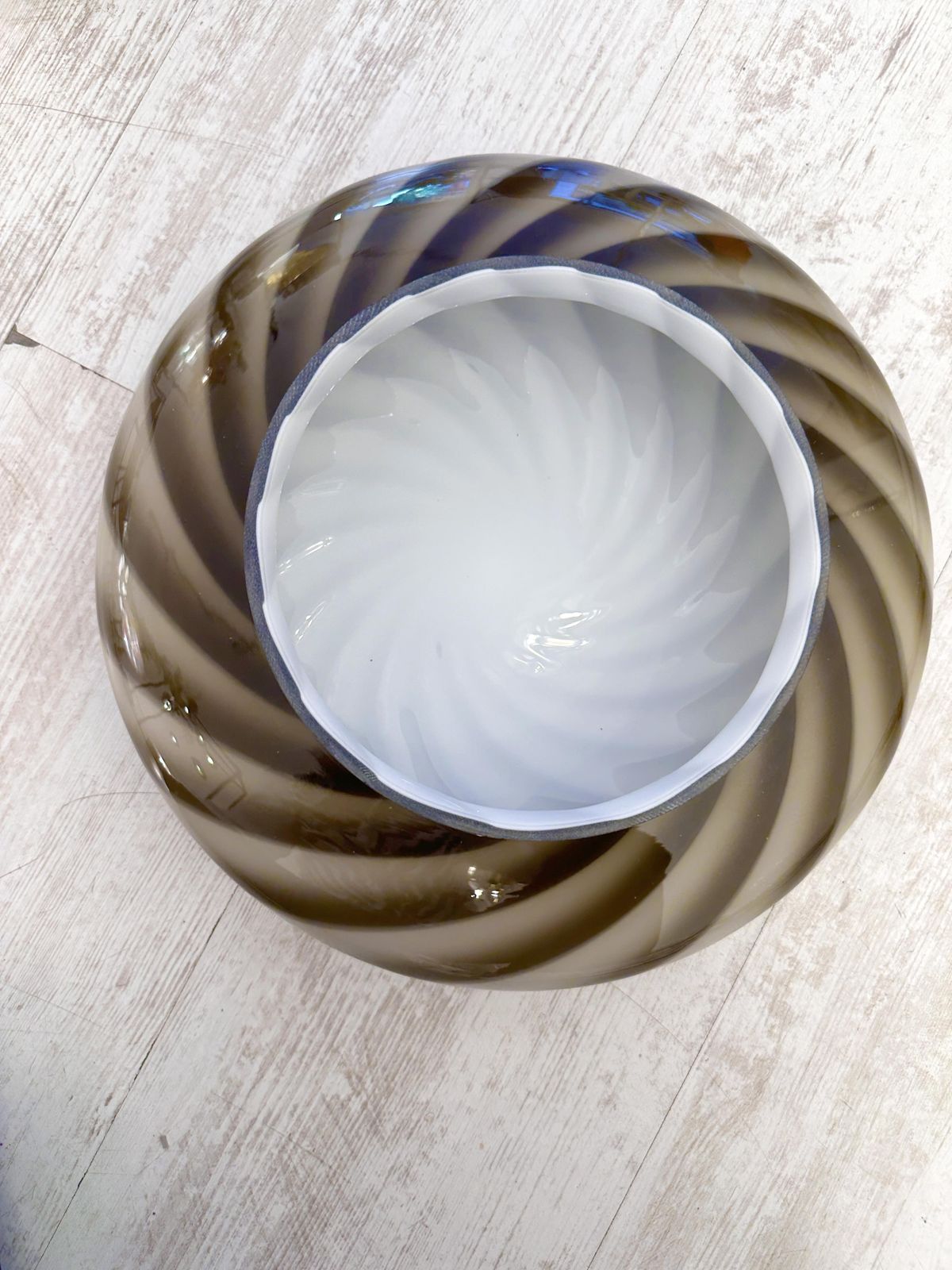 Contemporary Italian Milky White And Brown Swirls Murano Glass Flush Mount Or Wall Sconce photo 2958.0