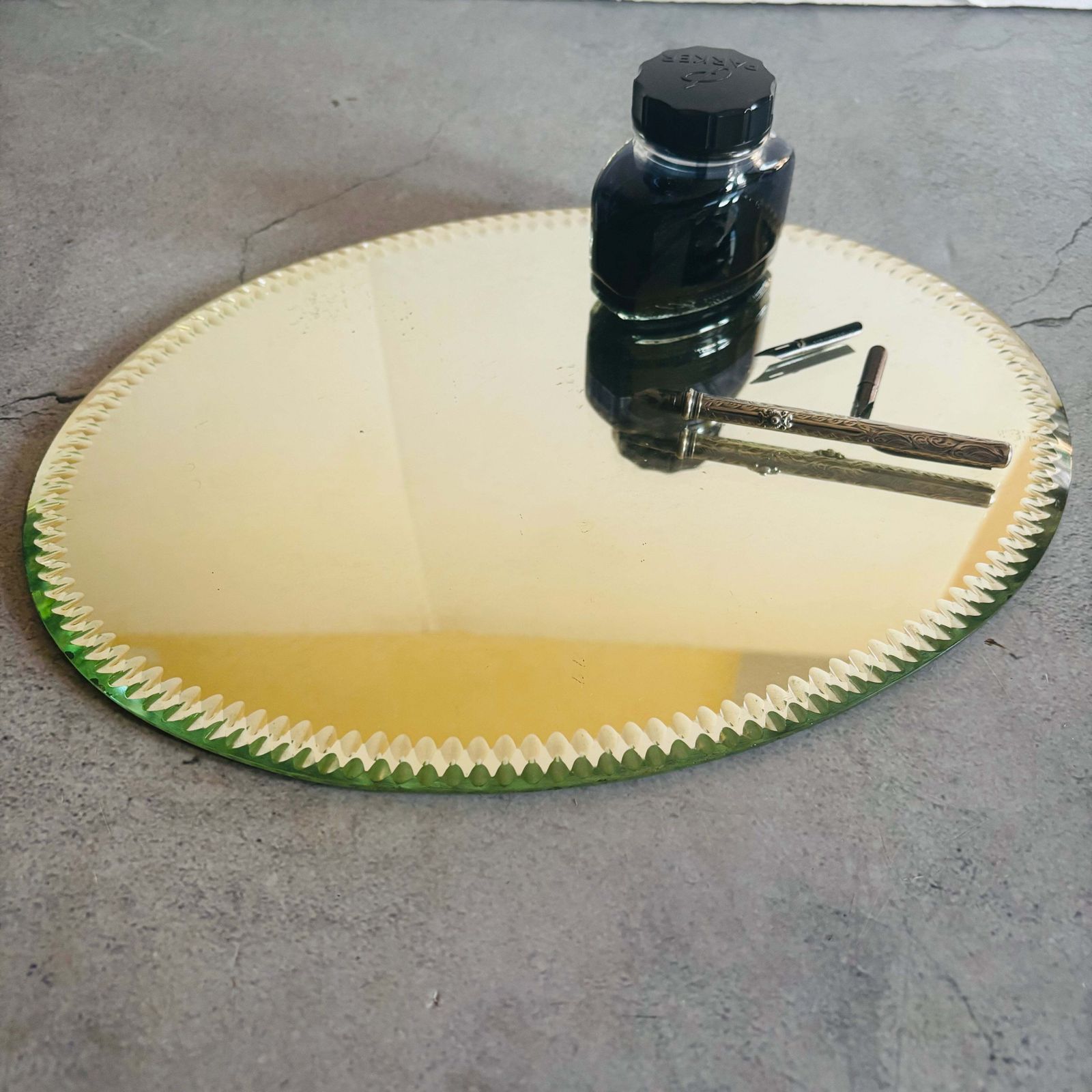 Antique Oval Shape Sorcerers Mirror photo for sale