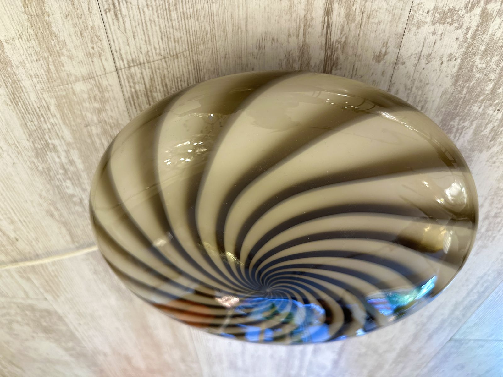 Contemporary Italian Milky White And Brown Swirls Murano Glass Flush Mount Or Wall Sconce photo buy