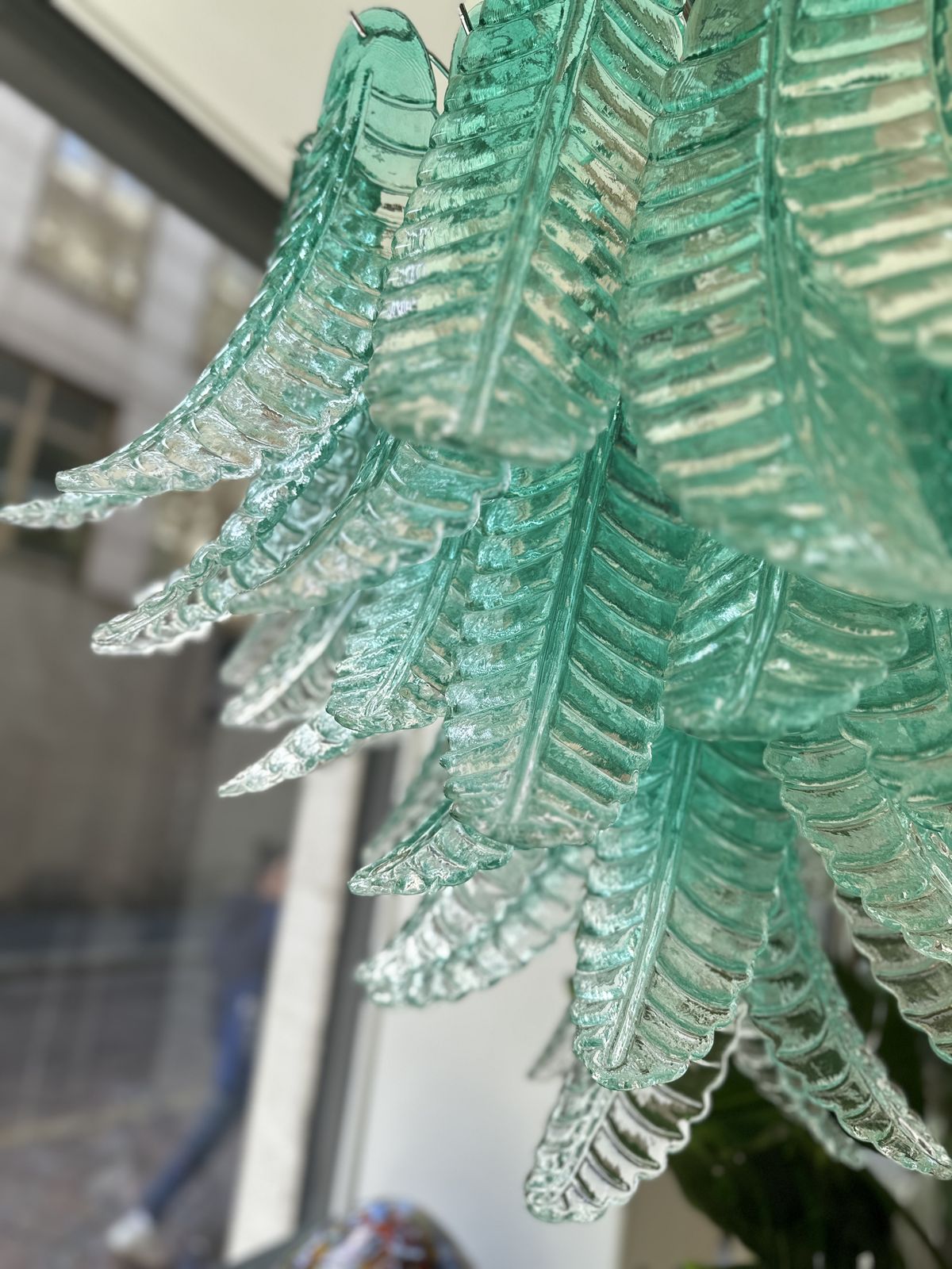 Contemporary Scenographic Green "Felci" Murano Glass Style Chandelier photo vinterior