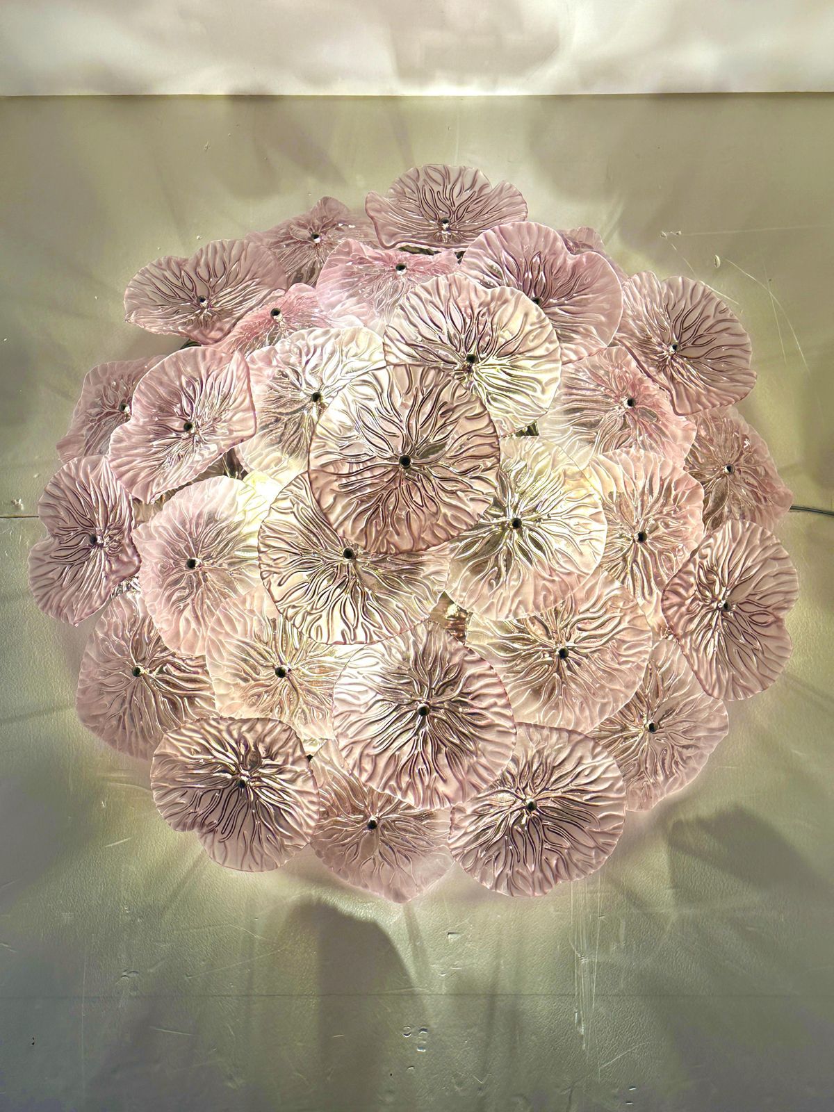Contemporary Ametista Floral Murano Style Glass Flush Mount photo vinterior