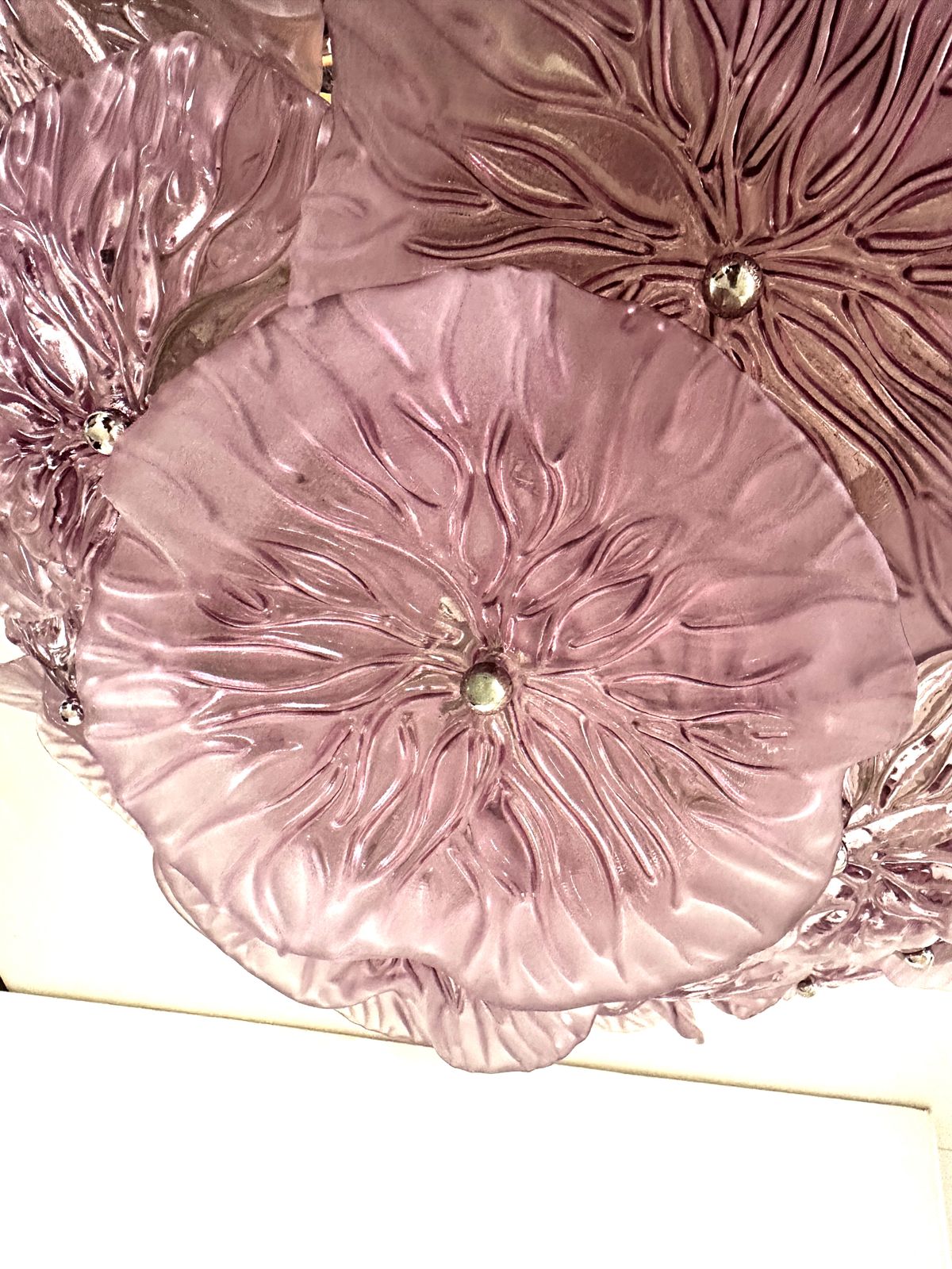 Contemporary Ametista Floral Murano Style Glass Flush Mount photo vintage