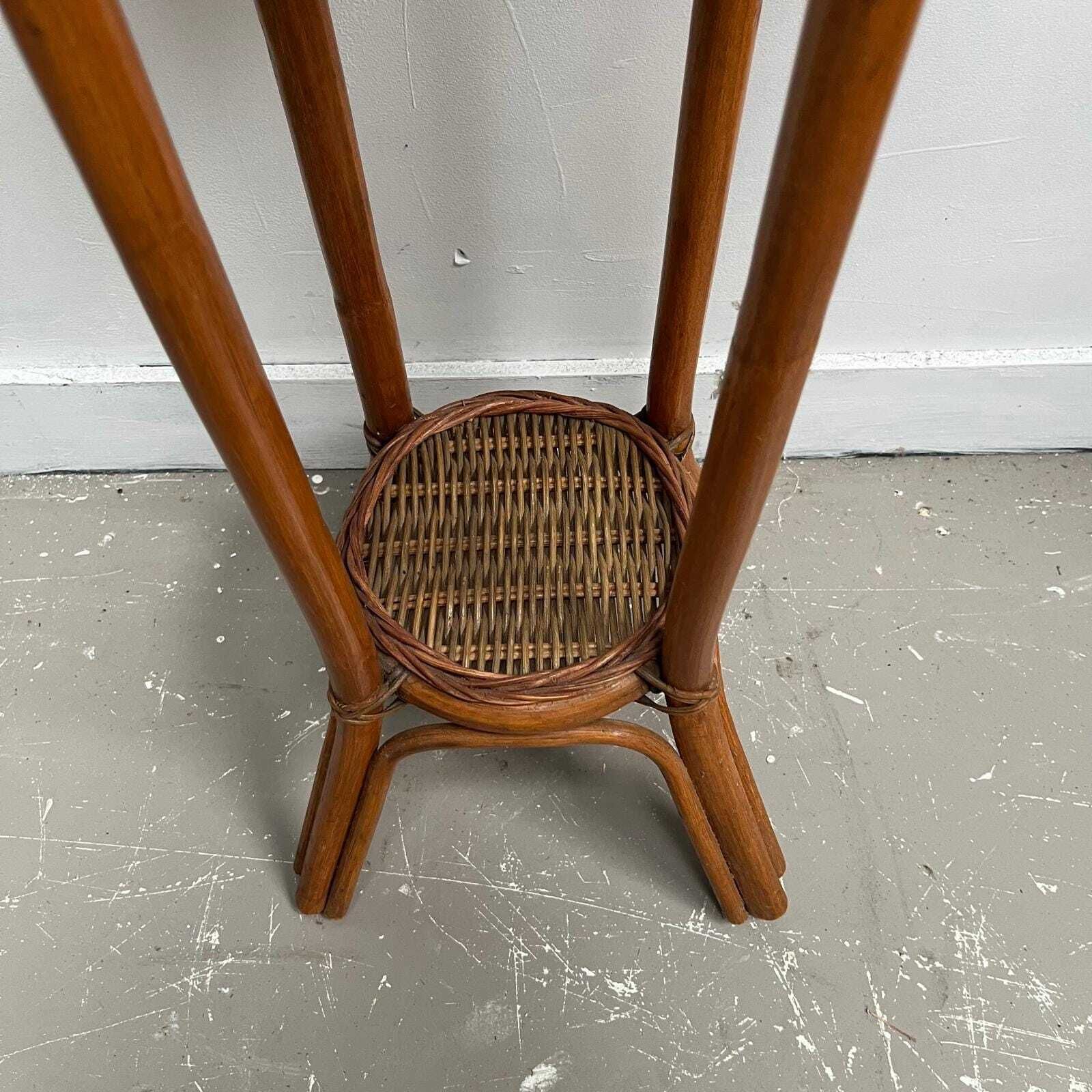 Vintage Bentwood And Wicker Plant Holder/ Jardiniere Stand photo vinterior