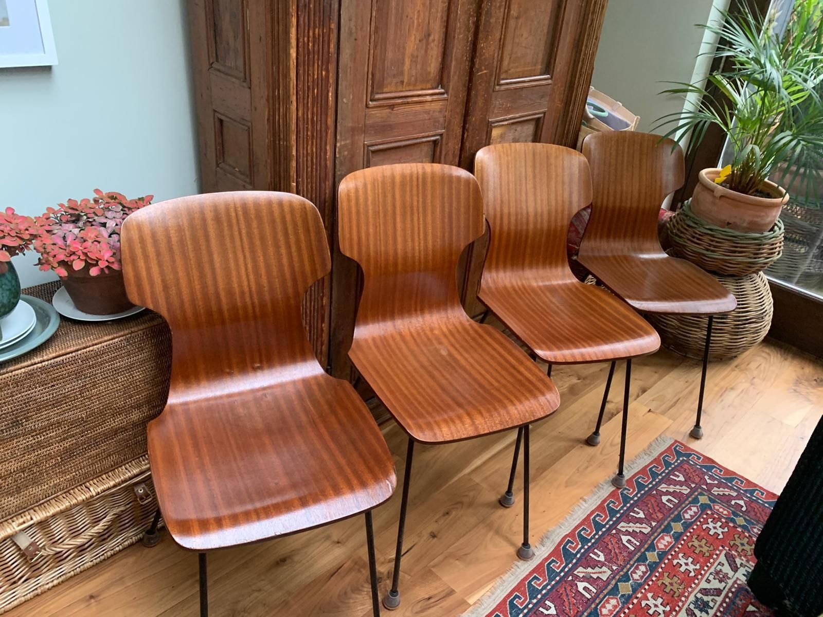 photo for sale Ant Style Mid Century Dining Chairs By Carlo Ratti (Set Of 4)