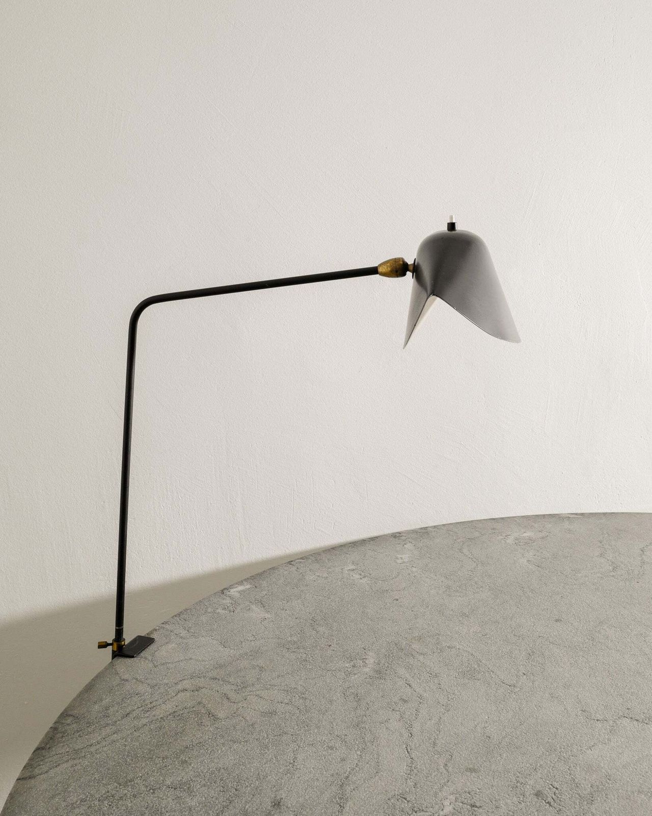 Original French Mid Century Black Agrafée Desk Clip Lamp Serge Mouille, 1950s photo furniture