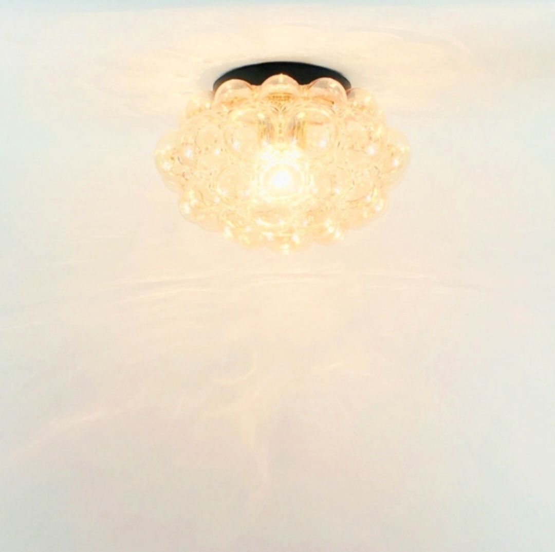 Grote Mid Century Modern Amber Bubble Glazen Plafondlamp Van Helena Tynell Voor Limburg, Duitsland, Jaren 1970 photo 660.0