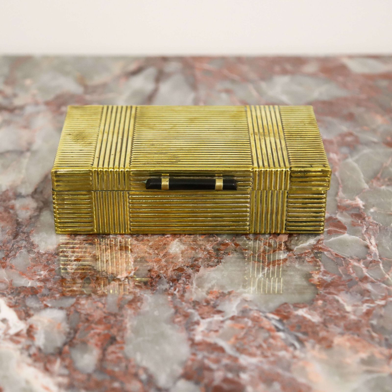 Art Deco Brass Box With Teak Lining & Ebony Lift   1930s Trinket Or Keepsake Box photo furniture