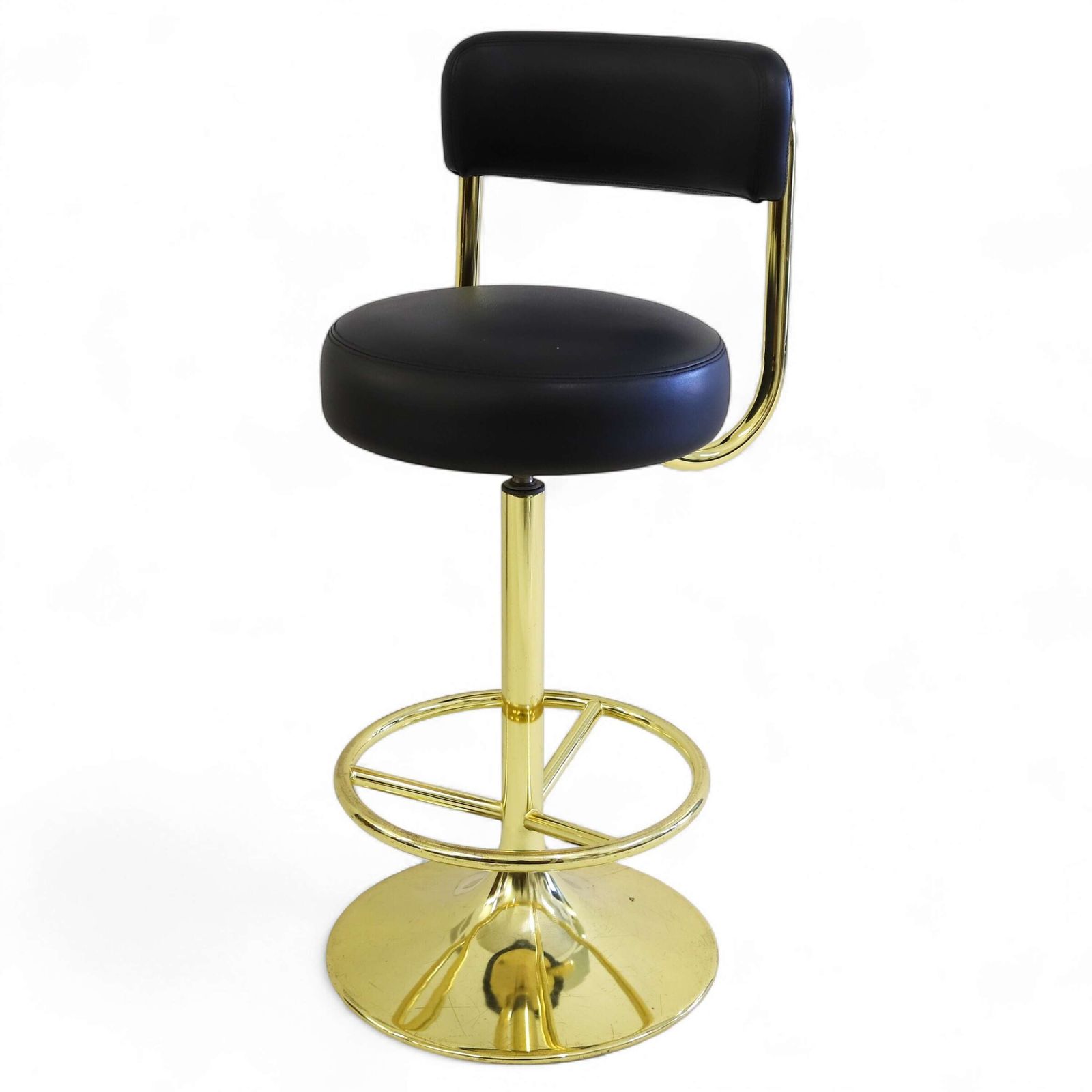Gold Plated Swivel Bar Stool By Börje Johanson   1960s Scandinavian Design Classic