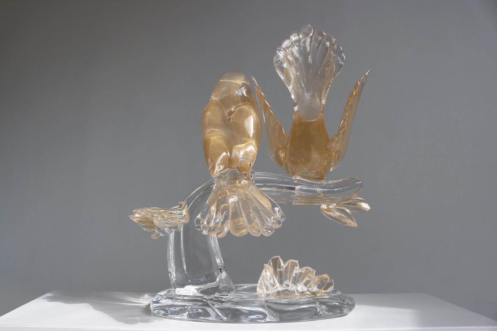Elio Raffaeli Murano Italian Glass Birds – Hand Blown Sculpture With 24k Gold photo Art