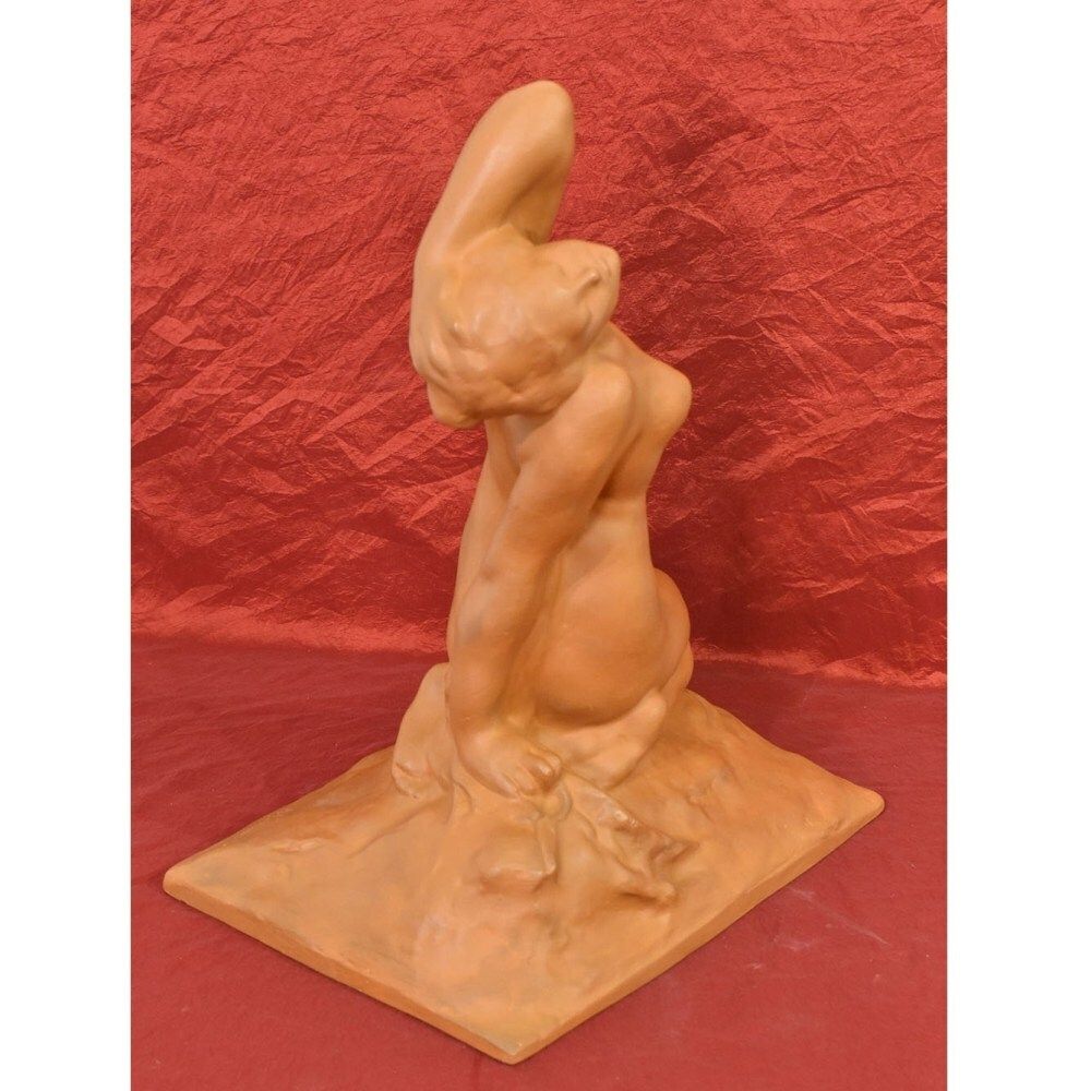 Art Deco Terracotta Sculpture, Female Nude, Amedeo Gennarelli, Italian Sculptor. (Stte85) photo vinterior