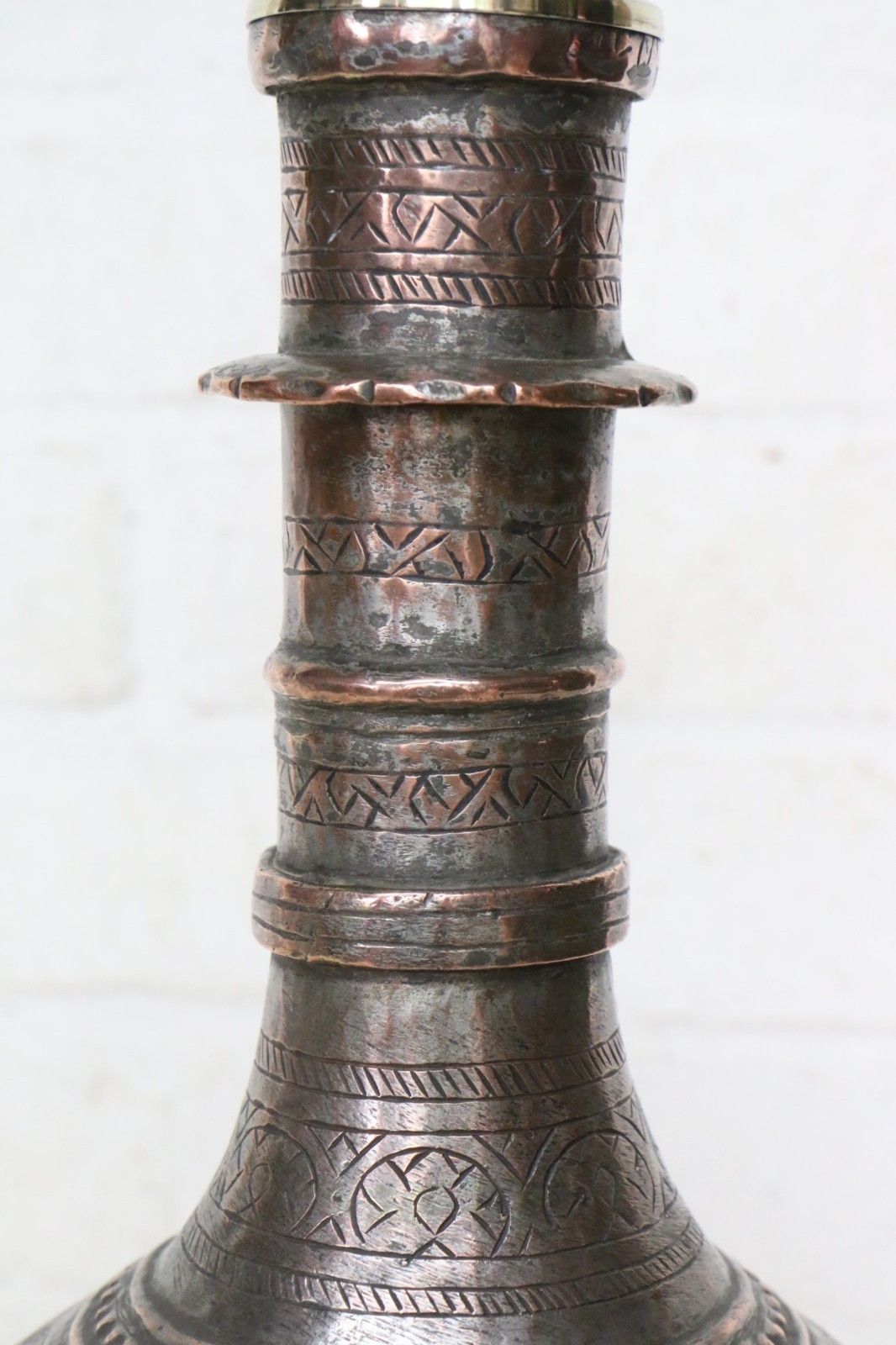 photo for sale Table Lamp Antique Middle Eastern Copper Water Decanter Lamp Rustic Ethnic
