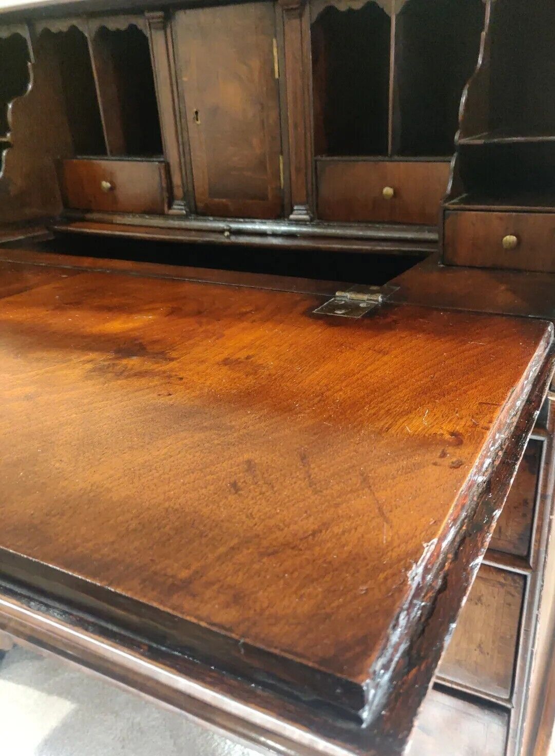 photo for sale George I Writing Bureau Desk Walnut Featherband Antique 1700s Delivery Available