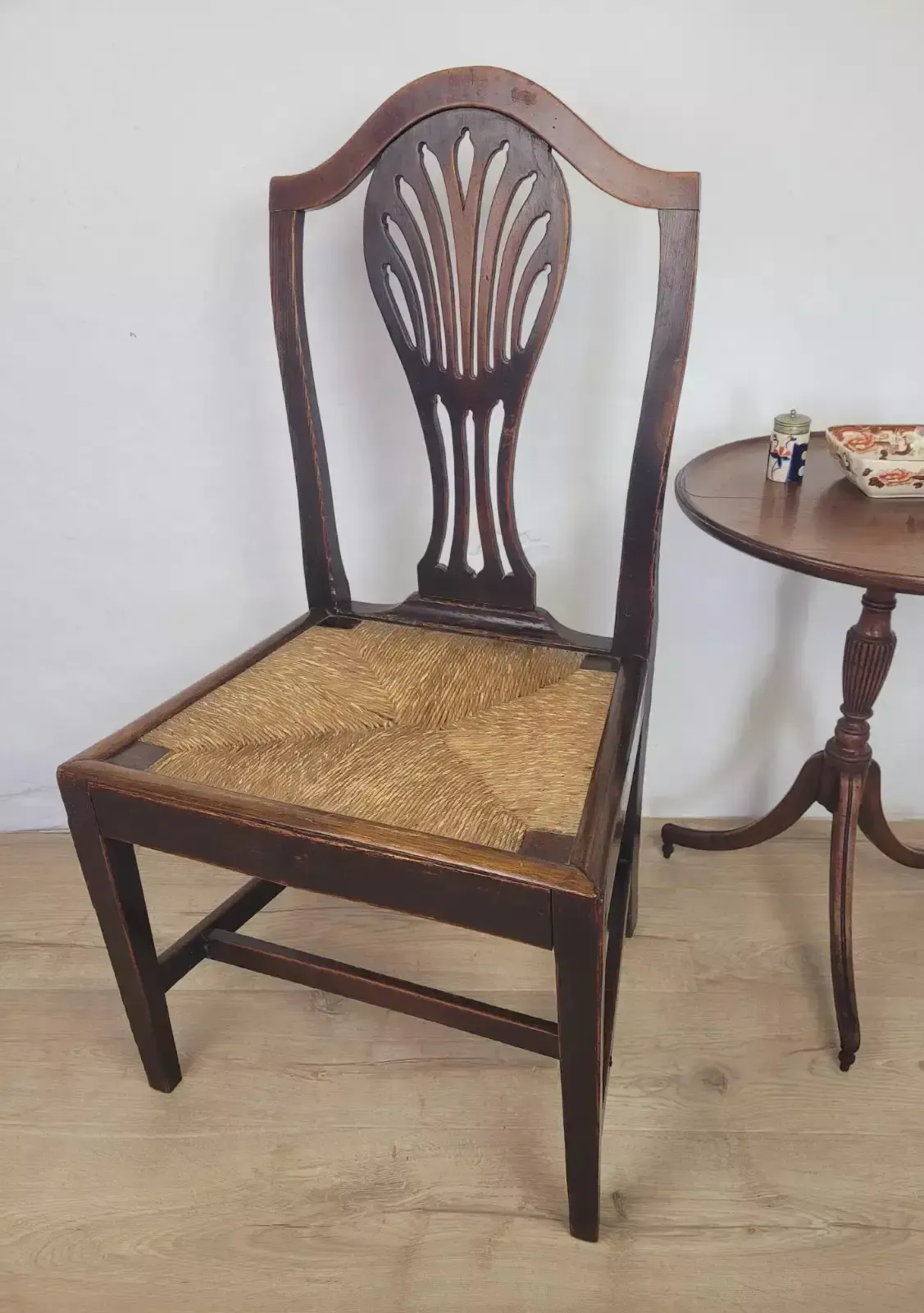 Country Side Chair Cane Pierced Back Antique 19th Century