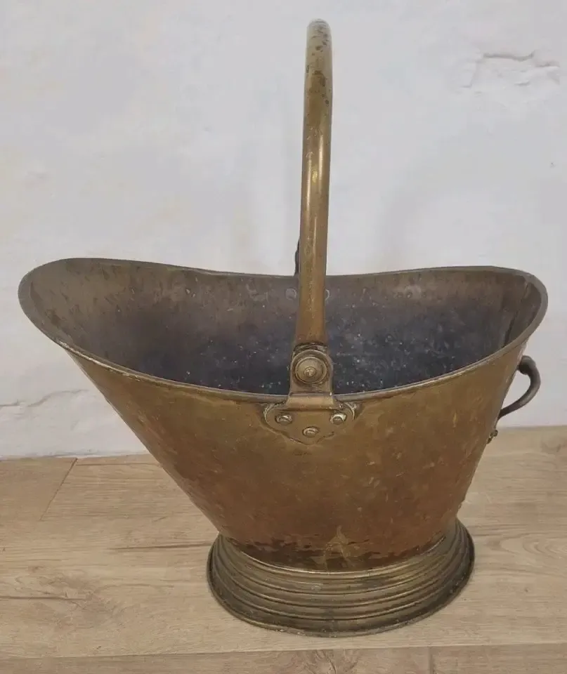 Victorian Brass Coal Scuttle Bucket Shovel 19thc Antique photo vinterior