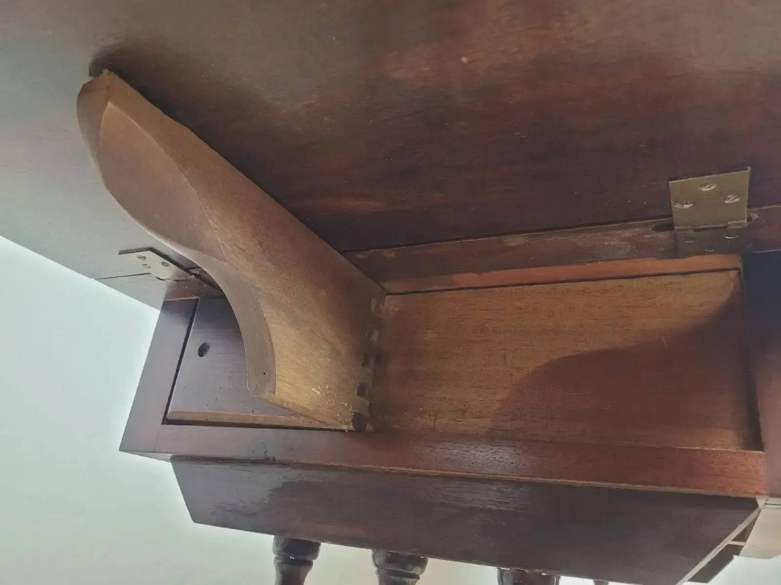 Furniture Drop Leaf Side Table Drawers Mahogany Castors Vintage 1940s photo