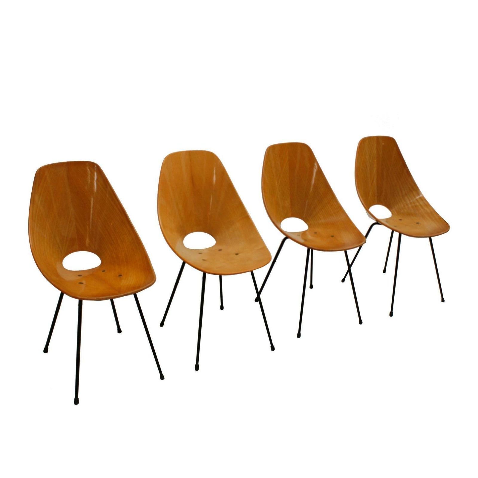Vittorio Nobili Medea 1950s Italian Set Of Four Wooden Chairs photo furniture