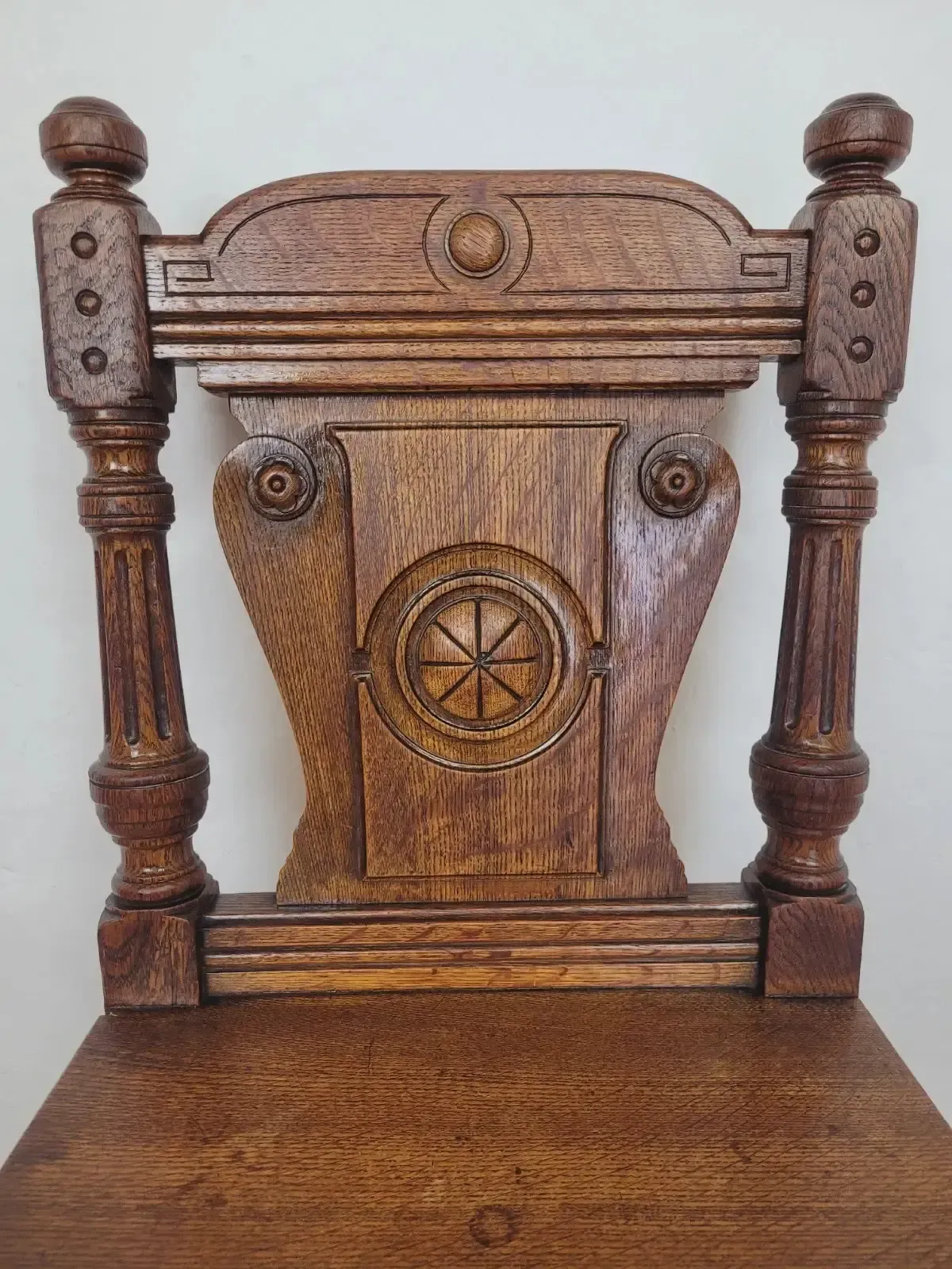 Victorian Hall Chair Oak Carved 19thc Antique English photo 185.0