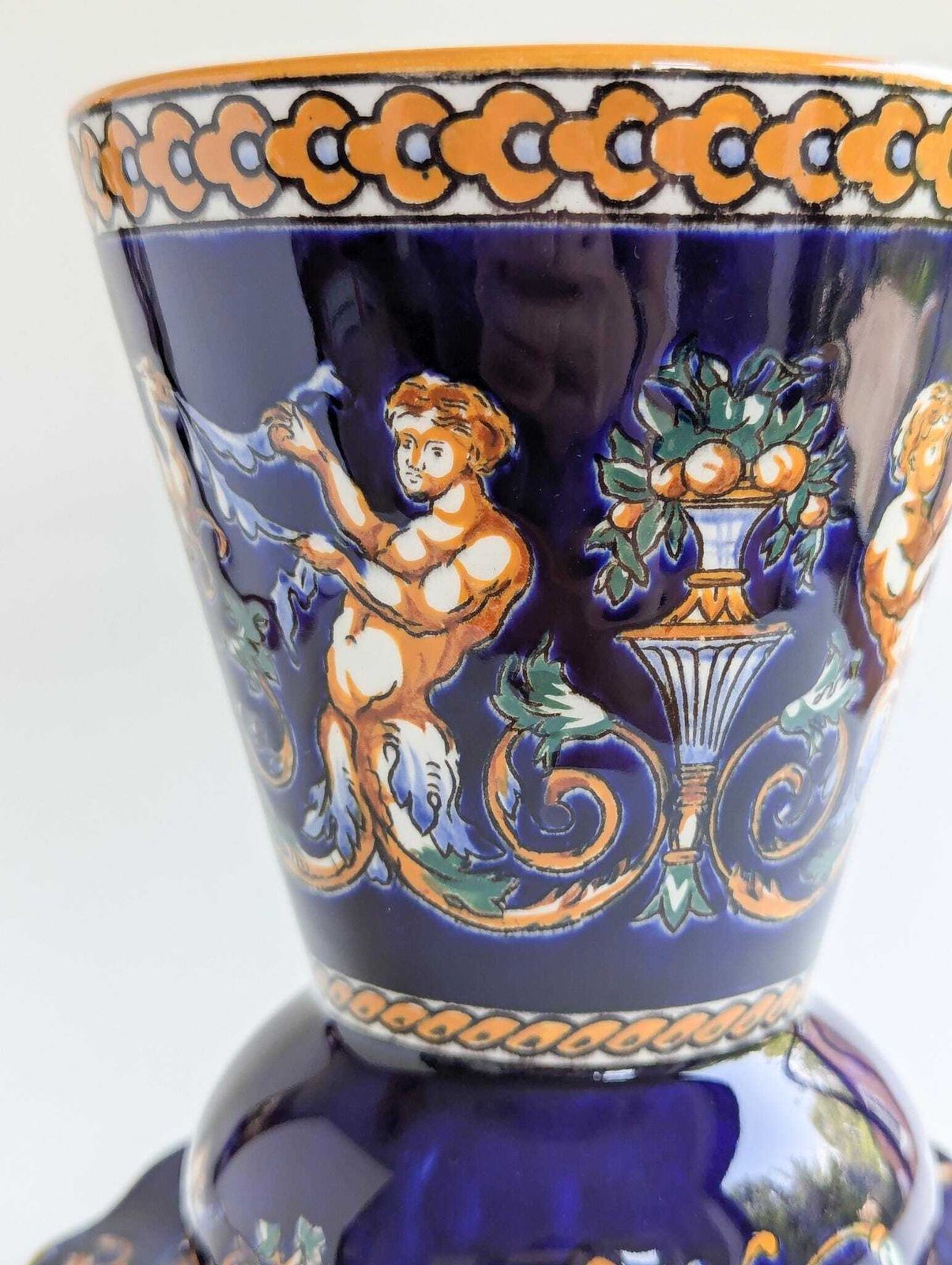 1960s Gien Faïence Vase, French Renaissance Style Vase And Matching Tray photo for sale