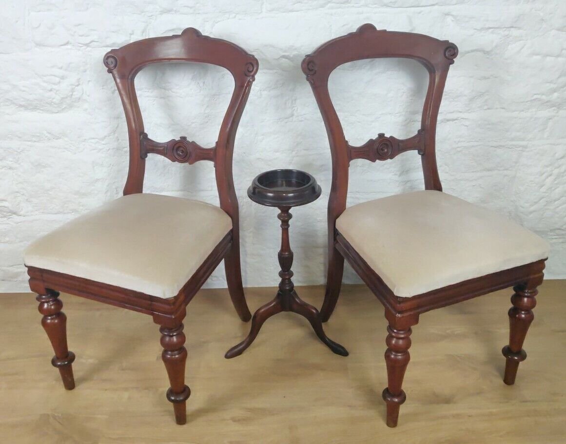James Reilly Dining Chairs Pair Bulls Eye Ornate 19thc English photo for sale
