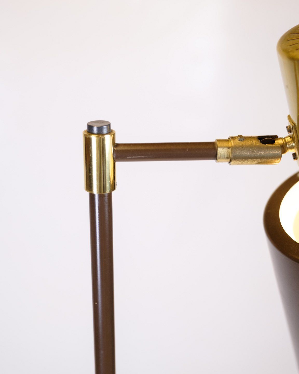 Floor Lamp   Model Studio   Brown Lacquered Metal & Brass   Jo Hammerborg   Fog & Morup   1970s photo for sale