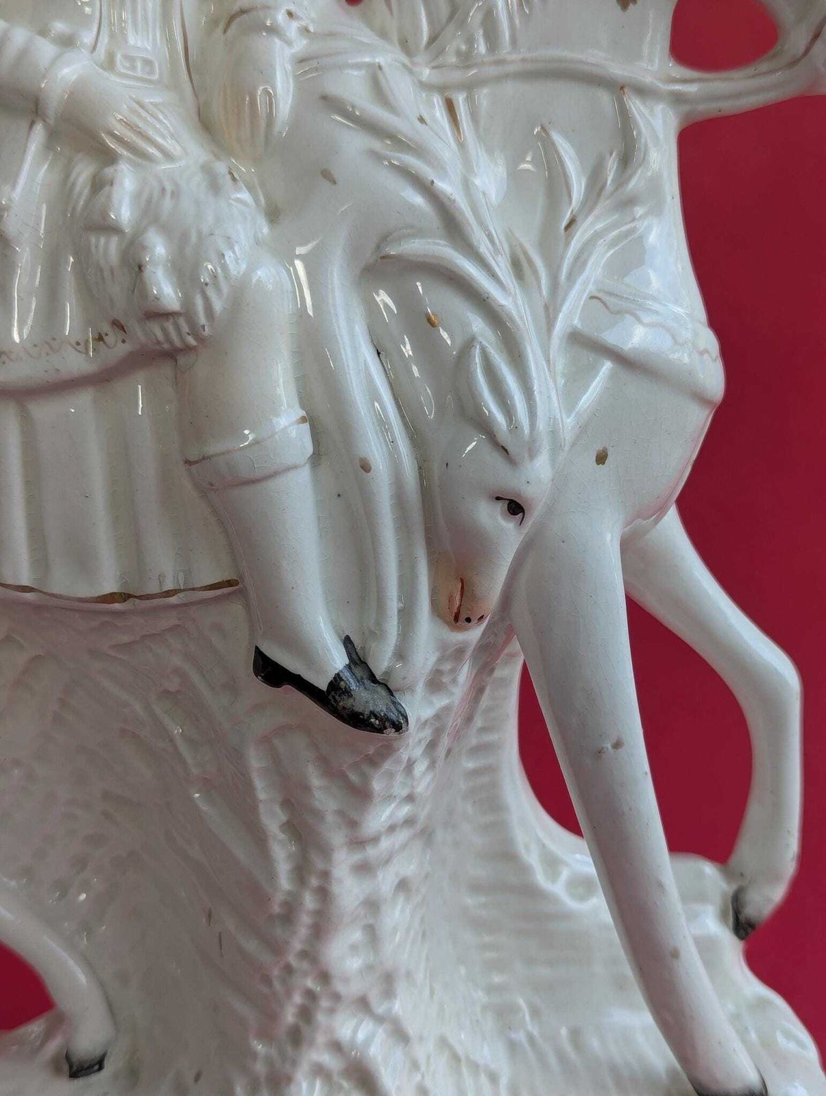 Very Large Staffordshire Pottery Flatback Figure, Scottish Highland Hunter On Horseback photo vinterior