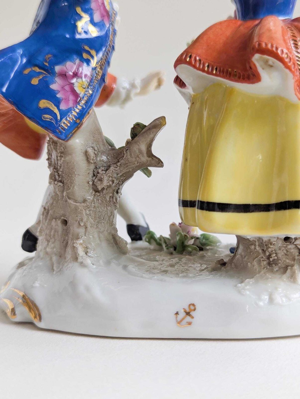 Antique Samson Figure Of Dancing Couple, Colourful Chelsea Style Porcelain Figurine photo vinterior
