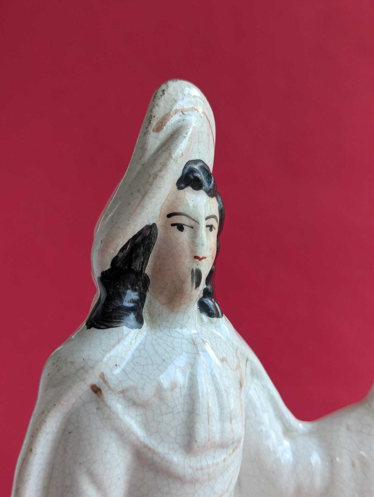 Large Staffordshire Pottery Flatback Figure, Bonnie Prince Charlie On Horseback photo for sale