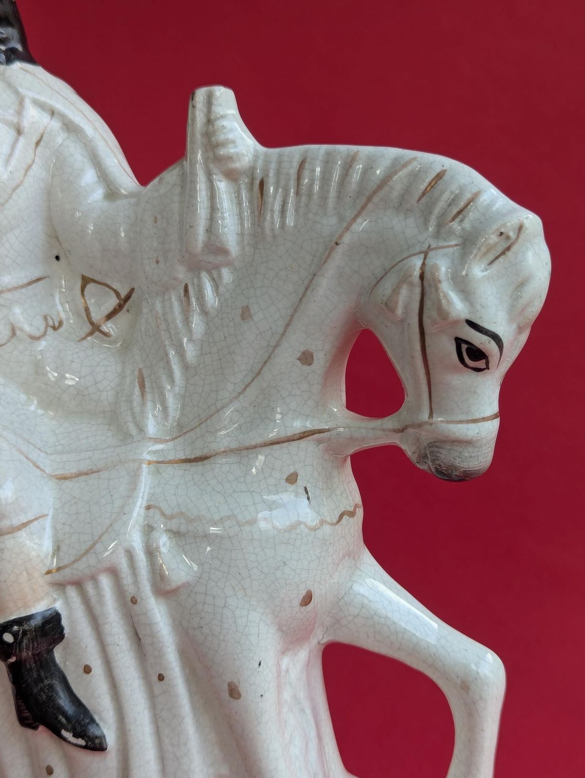 Large Staffordshire Pottery Flatback Figure, Bonnie Prince Charlie On Horseback photo Home Decor