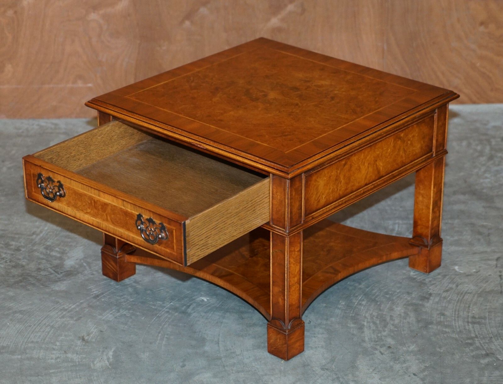 photo for sale Lovely Pair Of Burr Walnut Brights Of Nettlebed Large Side End Lamp Wine Tables