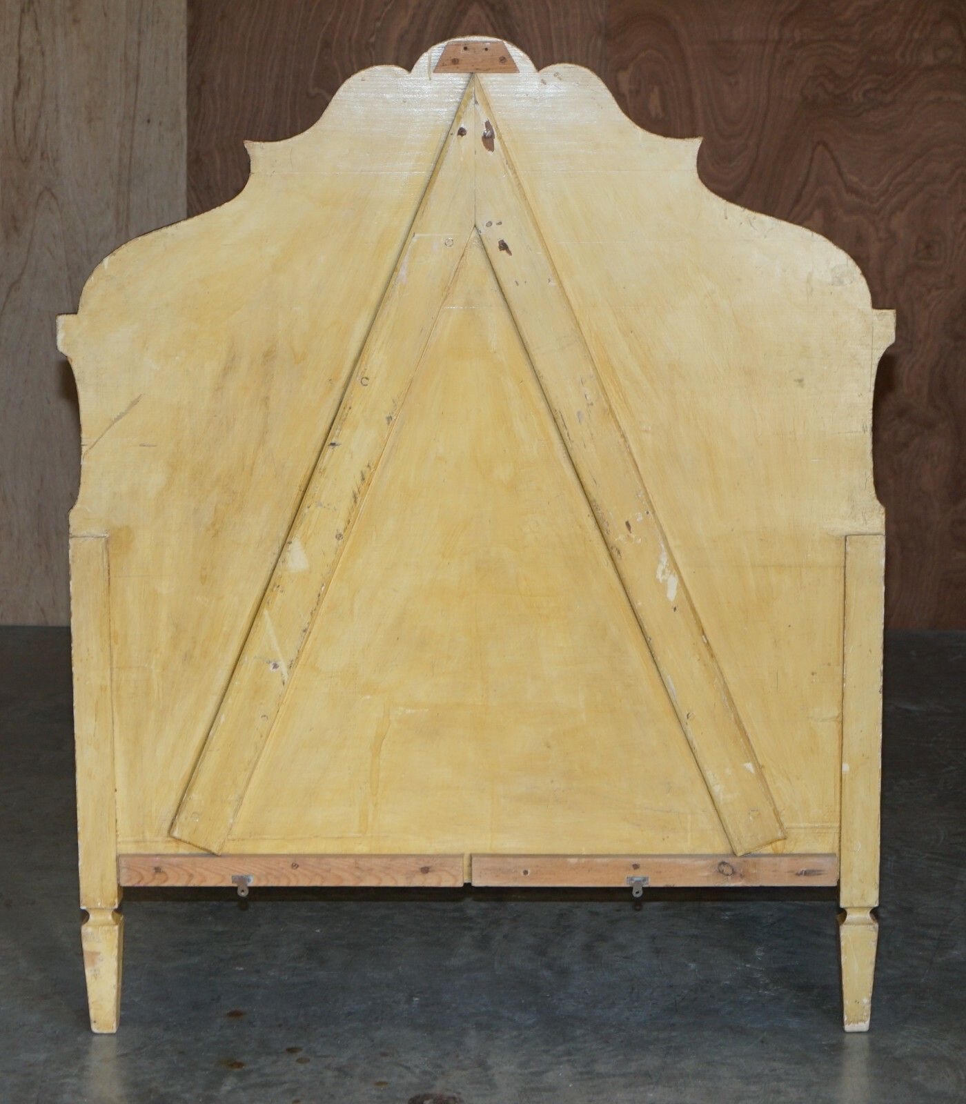 photo for sale Antique French Hand Painted Ornately Decorated Bed Frame In Oak Pine Slats