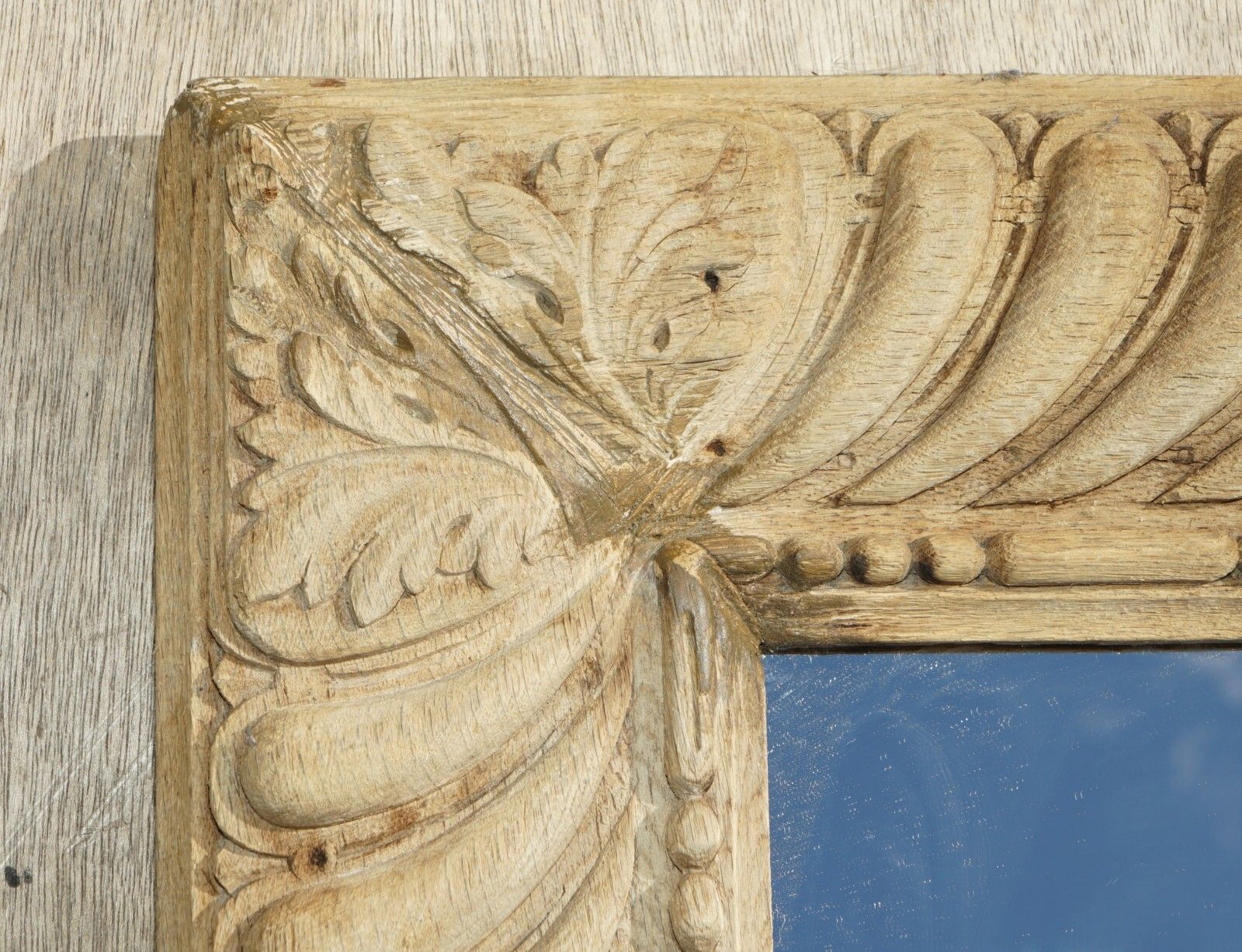 photo furniture Circa 1800 Hand Carved Limed Oak Wall Mirror With New Plate Glass Very Nice Look