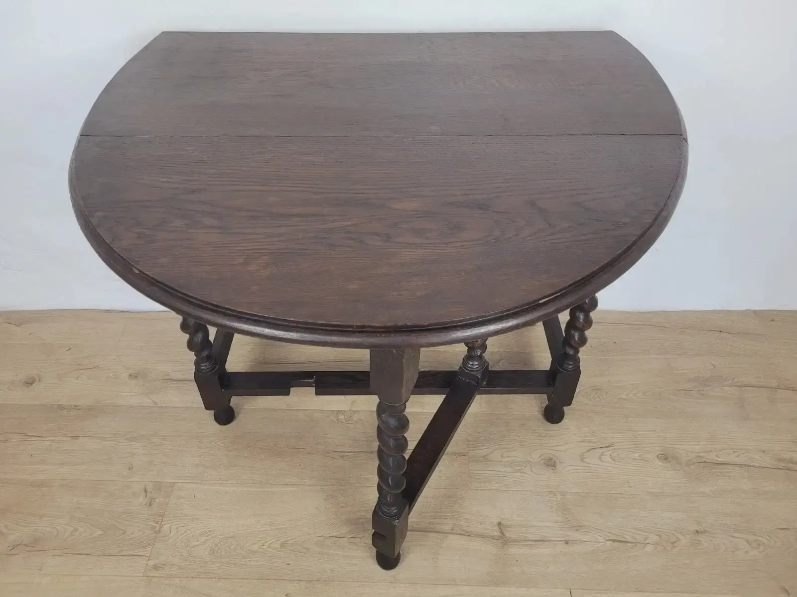 Vintage Drop Leaf Table Gateleg Barley Twist Oak 1930's photo 179.0