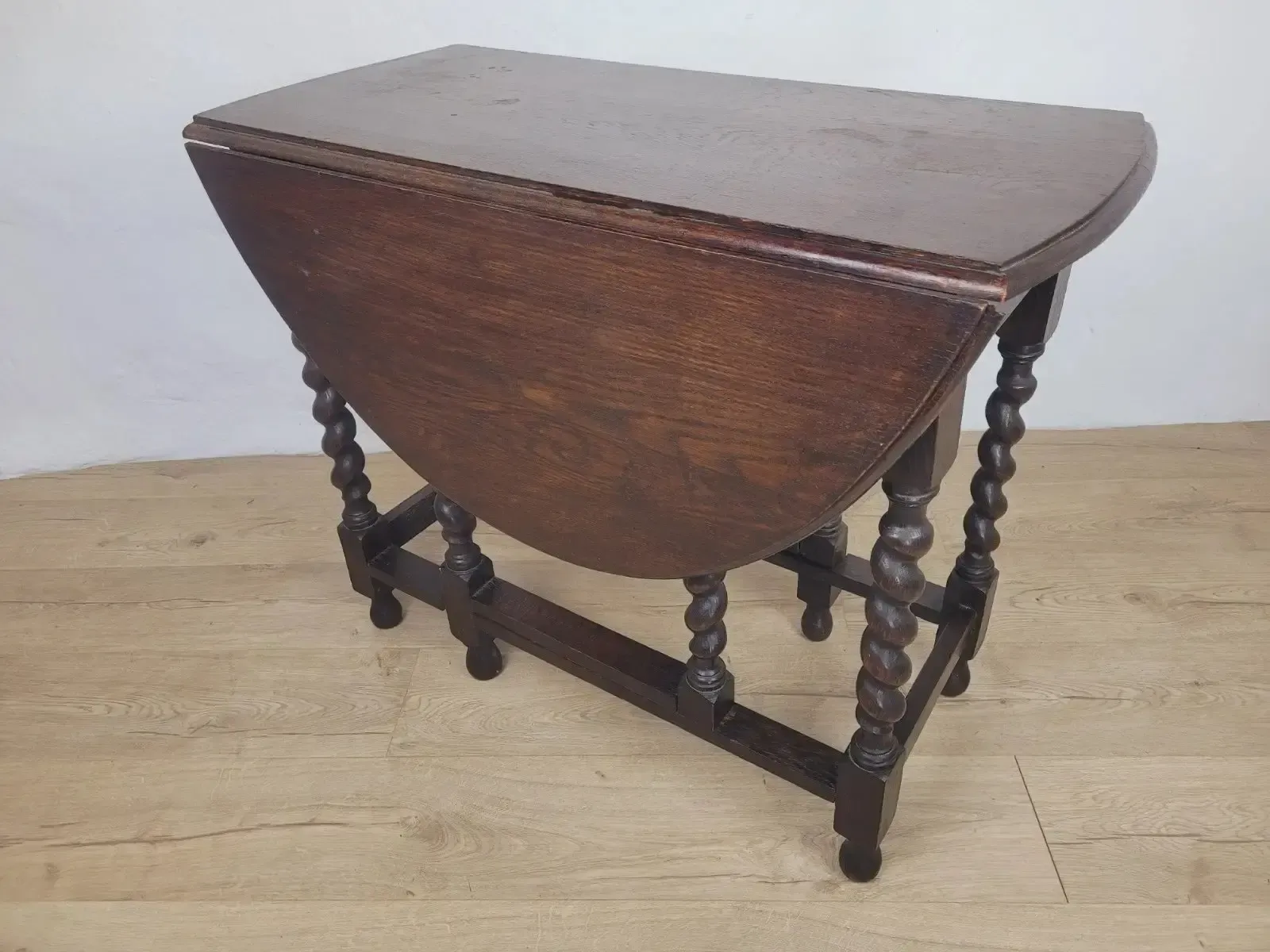 Vintage Drop Leaf Table Gateleg Barley Twist Oak 1930's photo vintage