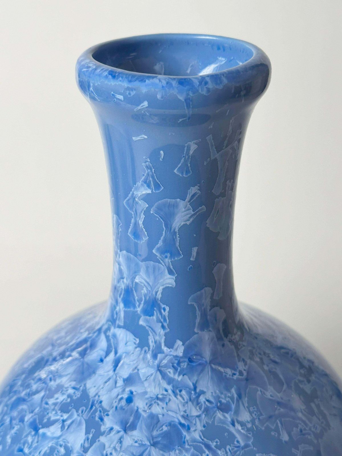 Cornflower Blue Chinese Yuhuchunping Vase With Crystalline Glaze, Circa 1970s photo Home Decor