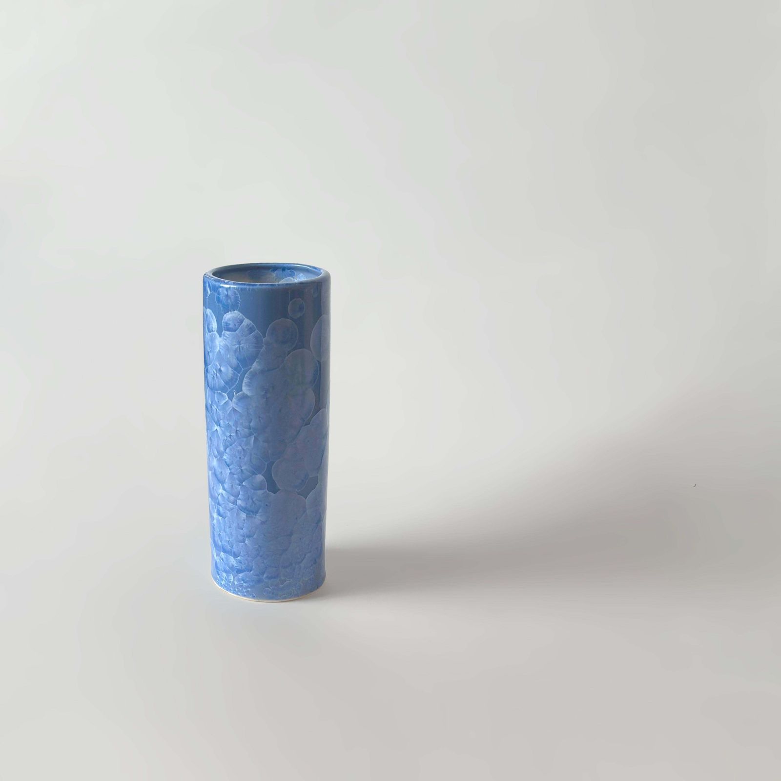 Chinese Monochrome Cornflower Blue Spill Vase With Crystalline Glaze, Circa 1970 photo 350.0