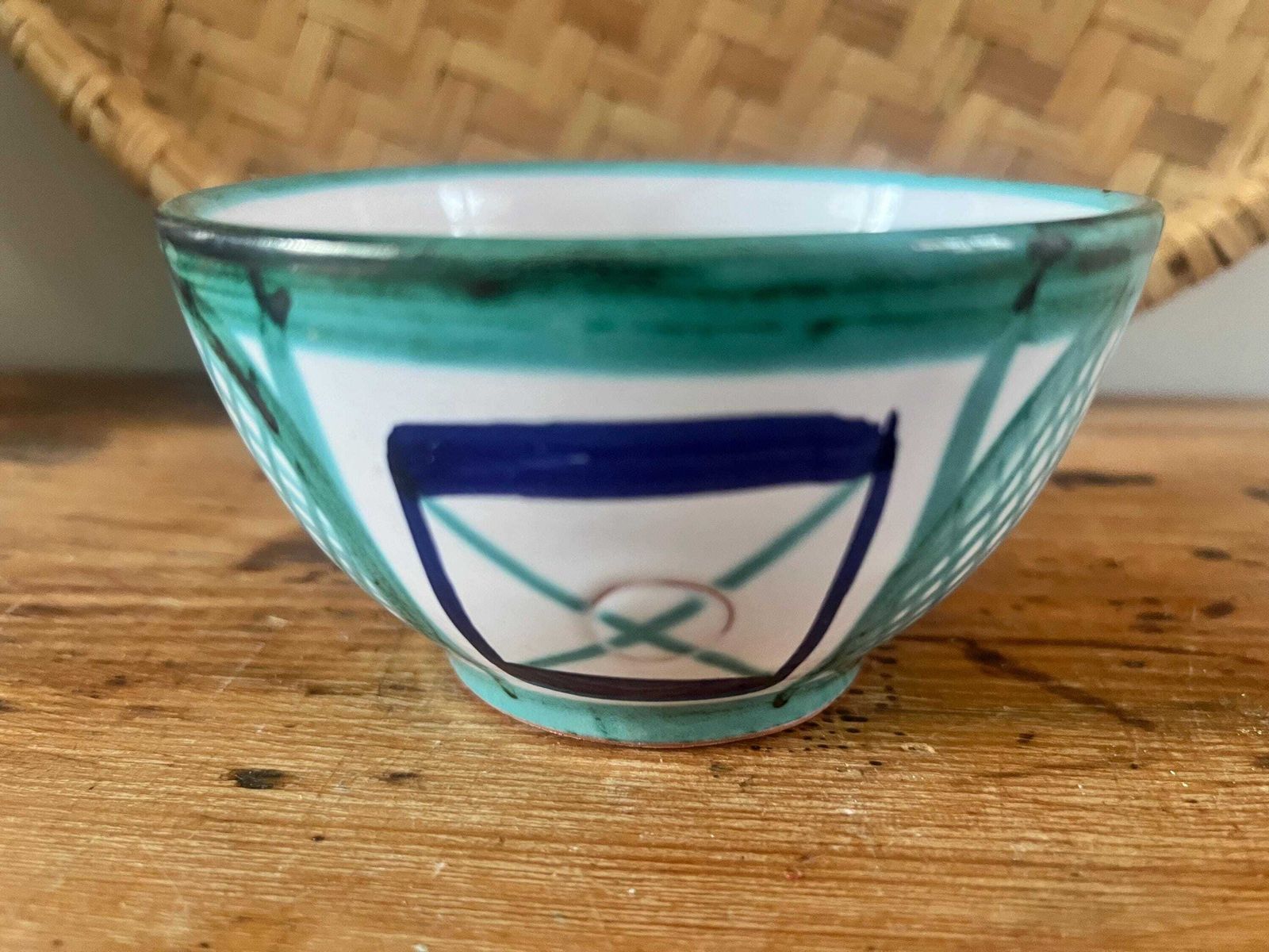 Vintage Robert Picault Vallauris Hand Painted Ceramic Bowl | Mid Century Modern French Studio Pottery | Abstract Design Art Pottery | photo buy