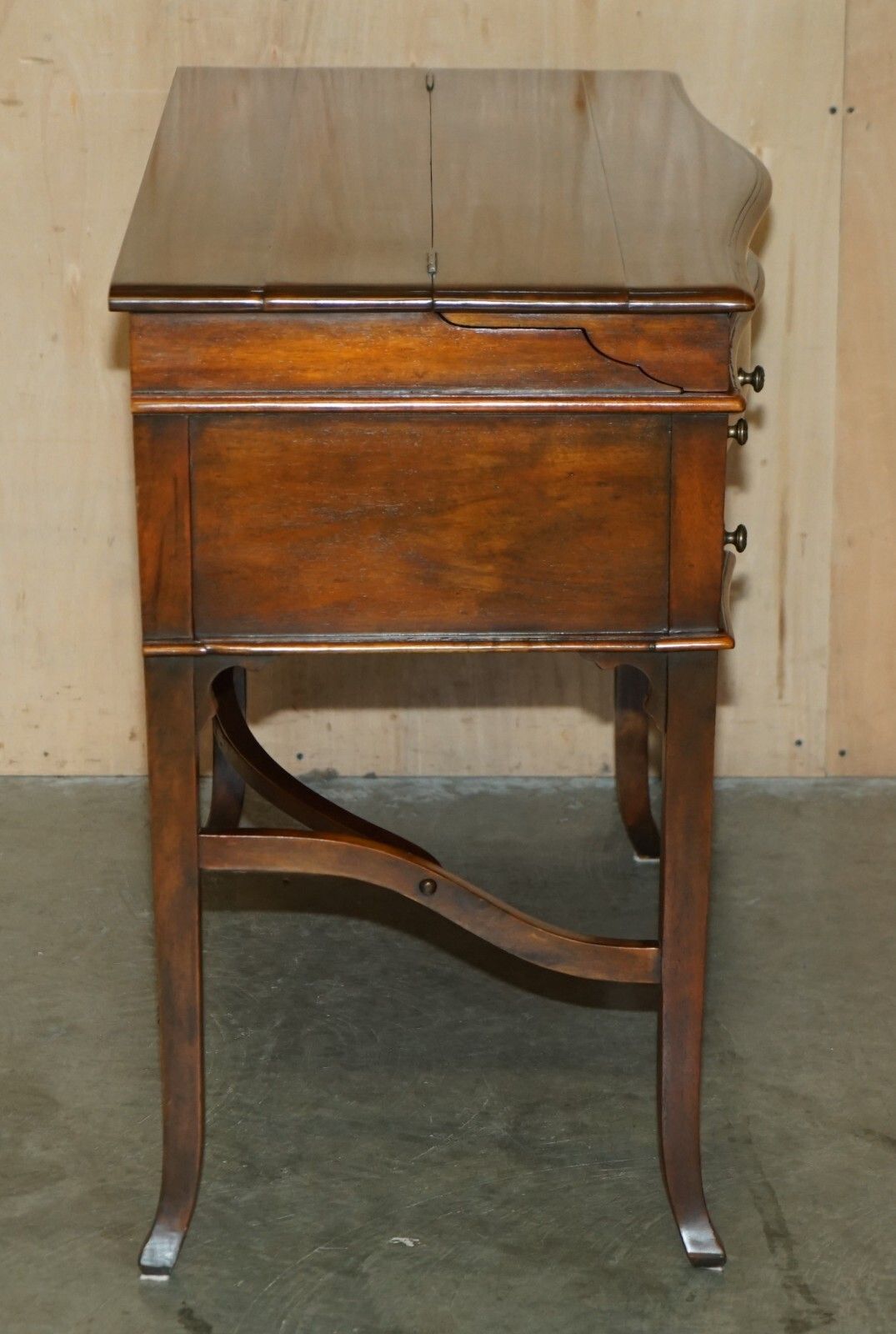 Theodore Alexander Secretaire Desk & Gothic Revival Windsor Brown Leather Chair photo vinterior